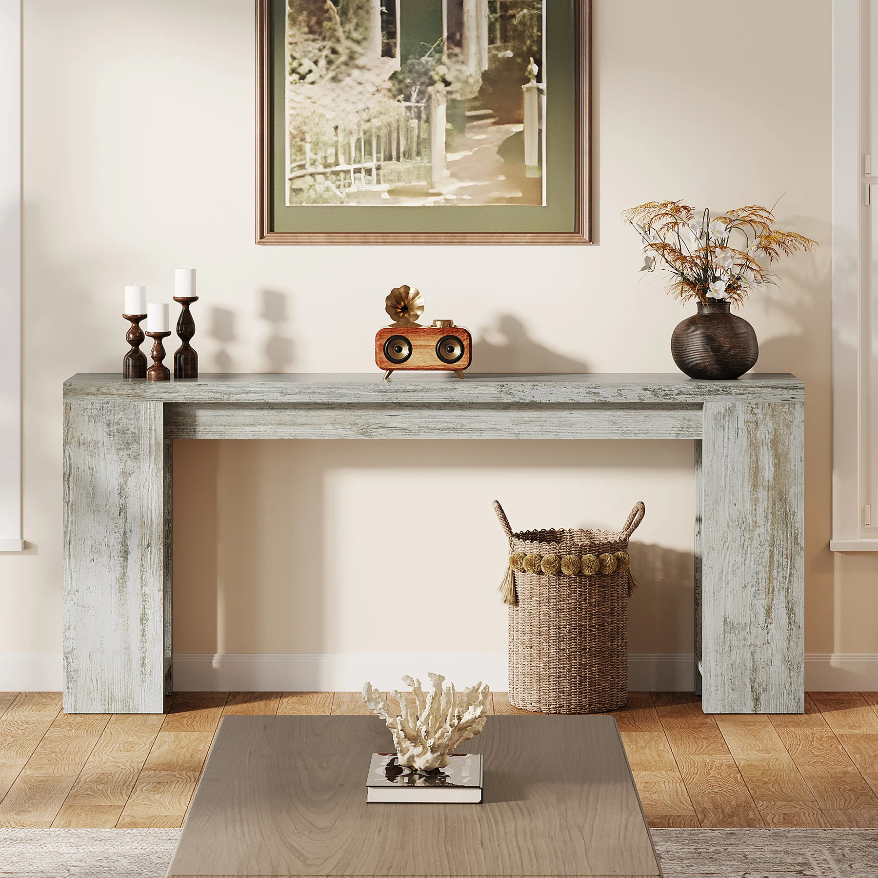 70.9" Extra Long Farmhouse Console Table, Narrow Sofa Table for Entryway - Image 25