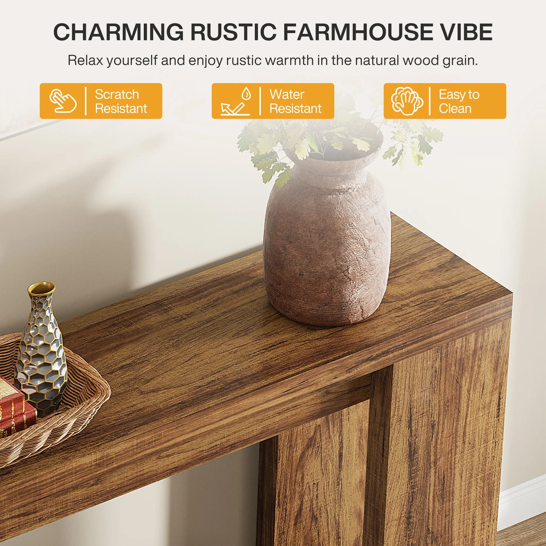 70.9" Extra Long Farmhouse Console Table, Narrow Sofa Table for Entryway - Image 7