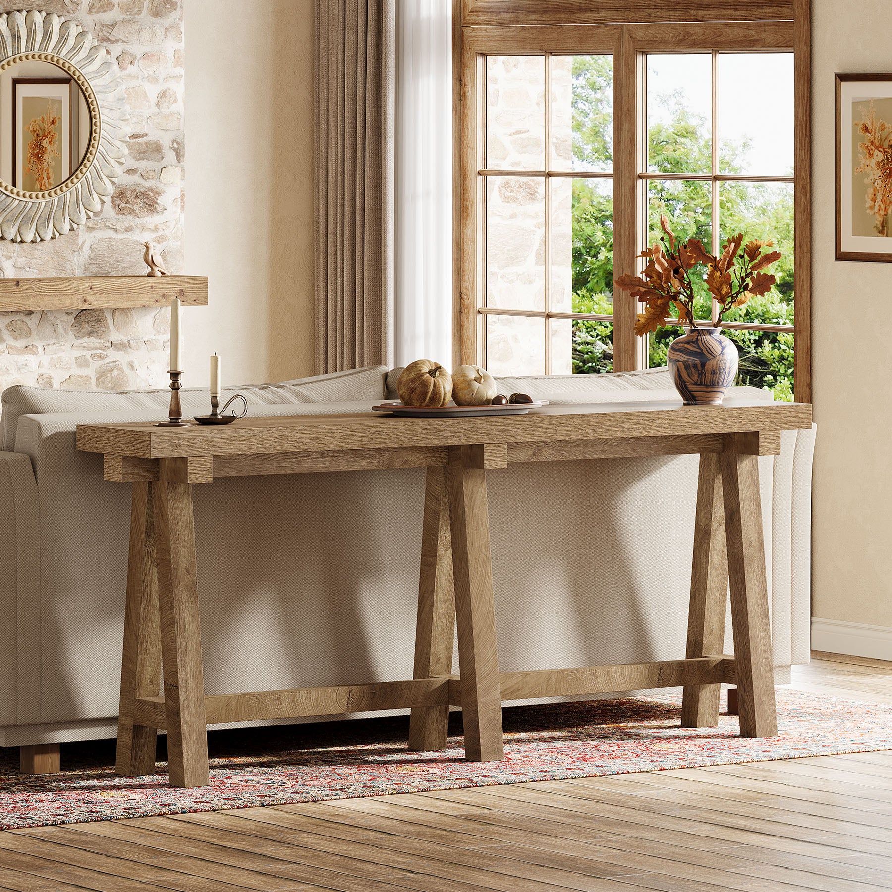 70.9" Farmhouse Console Table, Extra-Long Sofa Table with Open Storage for Entryway, Hallway & Behind Couch - Image 3