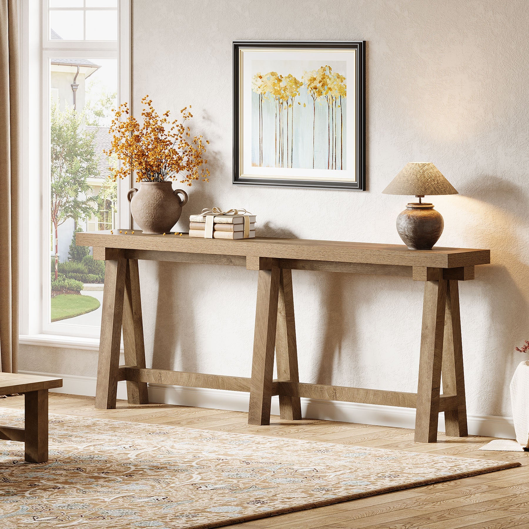 70.9" Farmhouse Console Table, Extra-Long Sofa Table with Open Storage for Entryway, Hallway & Behind Couch - Image 6