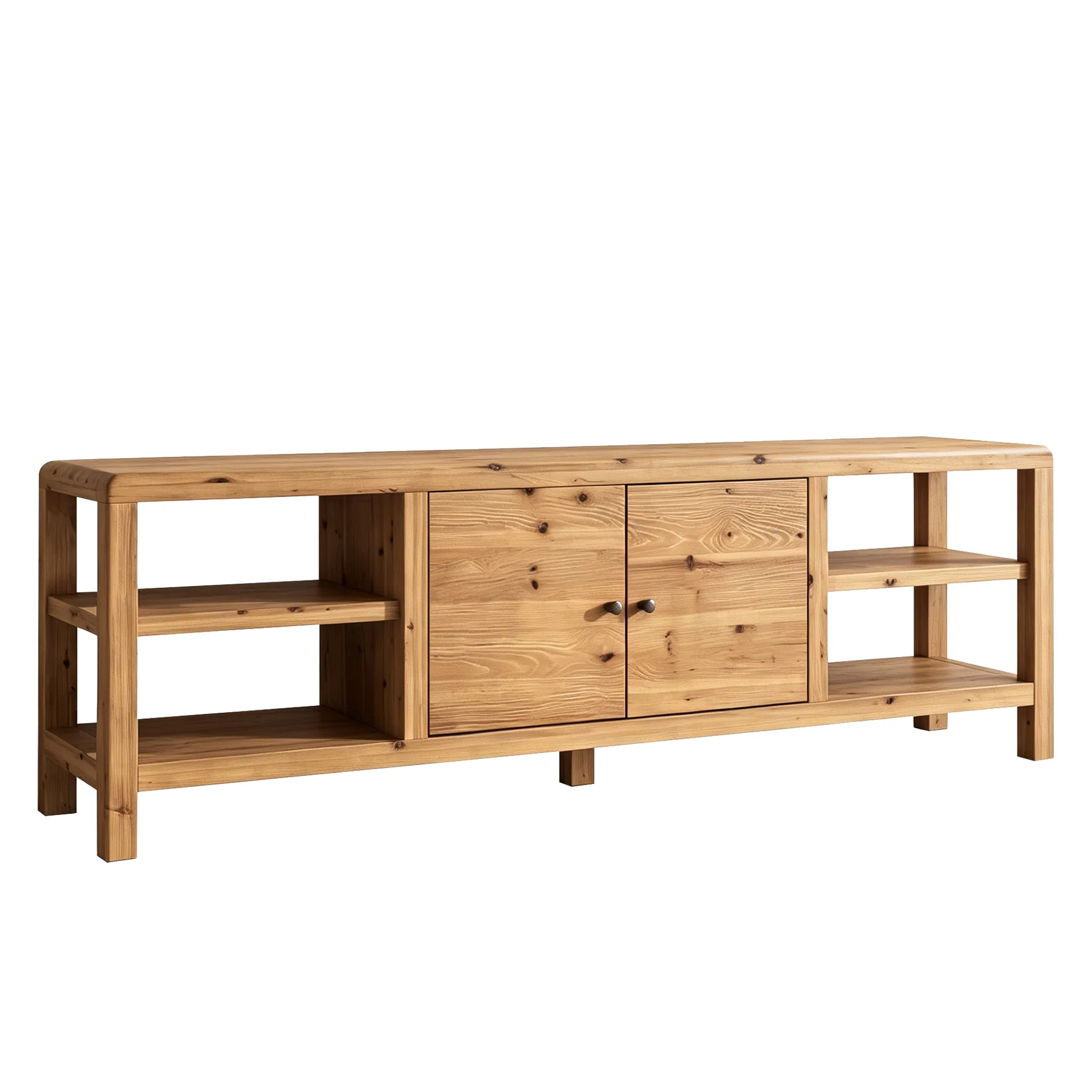 70.9-Inch Solid Wood TV Stand with Door and Storage Shelves, Farmhouse Entertainment Center for TVs up to 80 Inches - Image 10