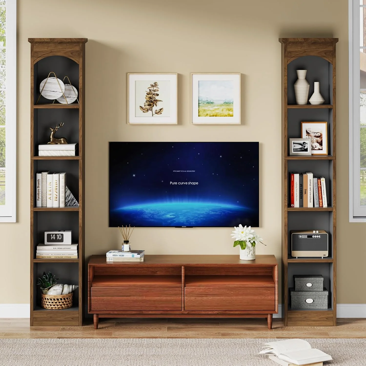 70.9" Tall Narrow Bookcase with 5-Tier Storage, Modern Cube Bookshelf - Image 11
