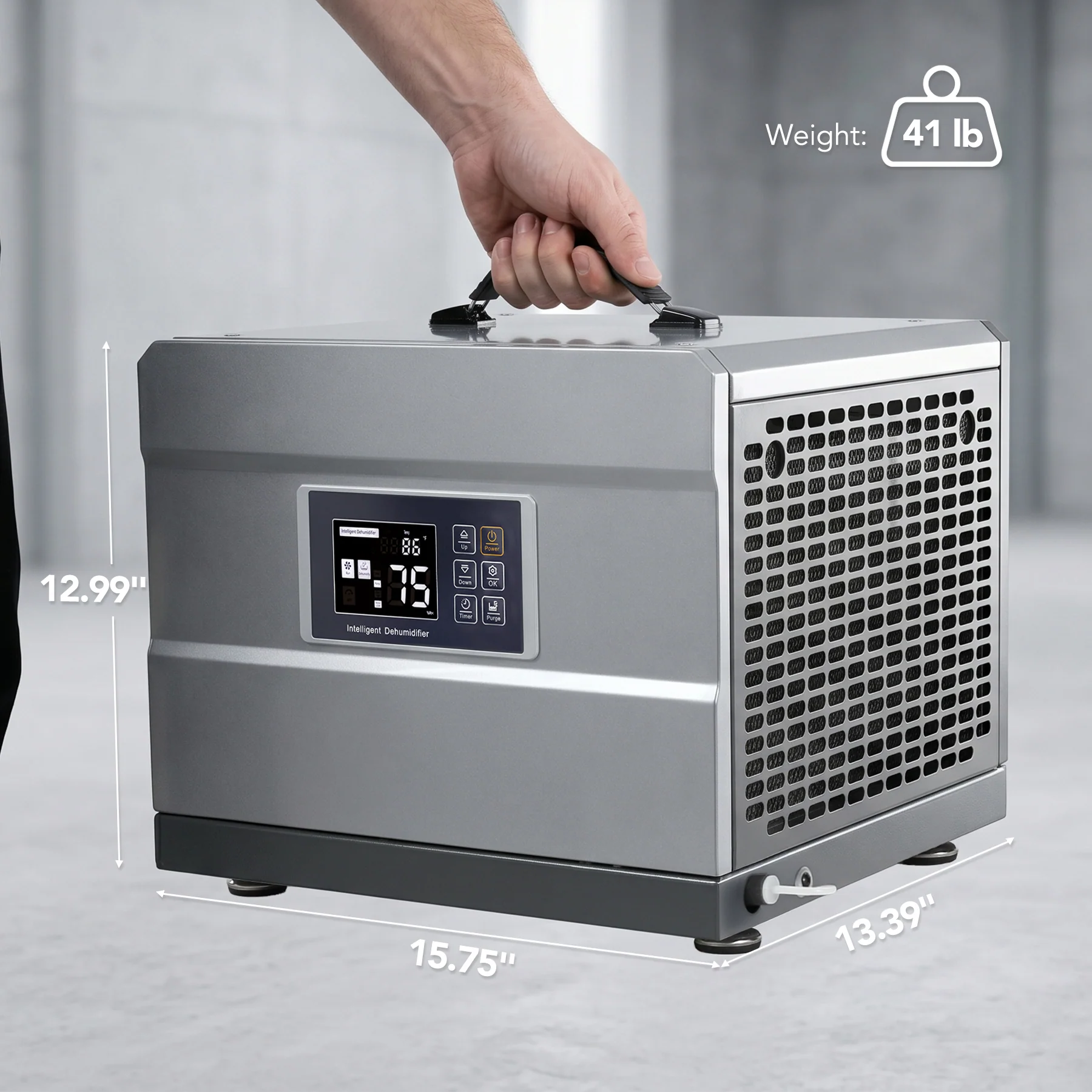 70 Pints Commercial Dehumidifier with Pump & Drain Hose for 1000 Sq. Ft, Auto Defrost, Washable Filter - Image 2