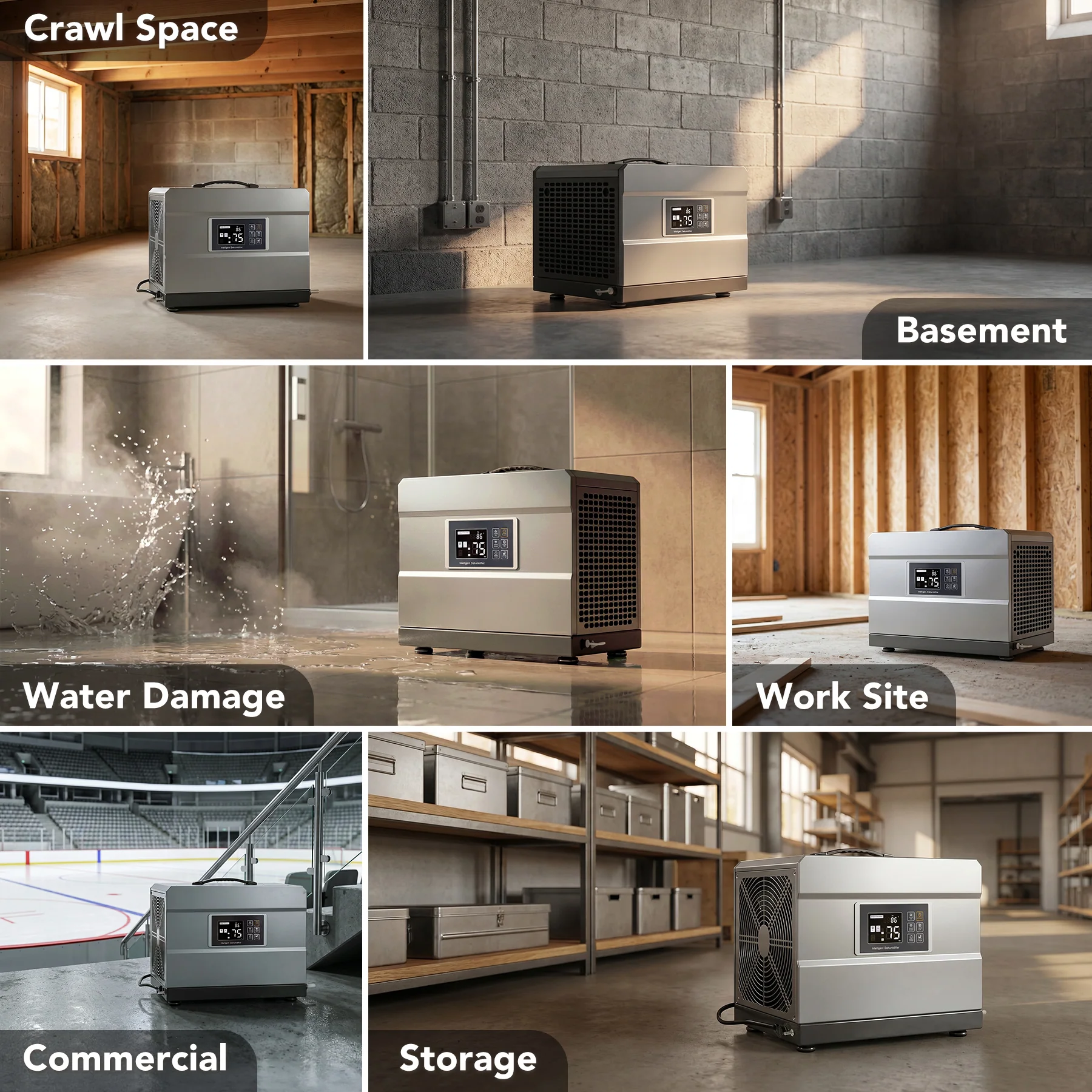 70 Pints Commercial Dehumidifier with Pump & Drain Hose for 1000 Sq. Ft, Auto Defrost, Washable Filter - Image 9