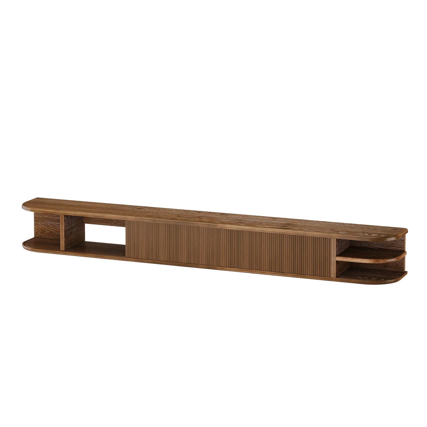 71" Floating TV Stand with Fluted Doors, Solid Wood Media Console with Cable Management for 50-90" TVs - Image 9