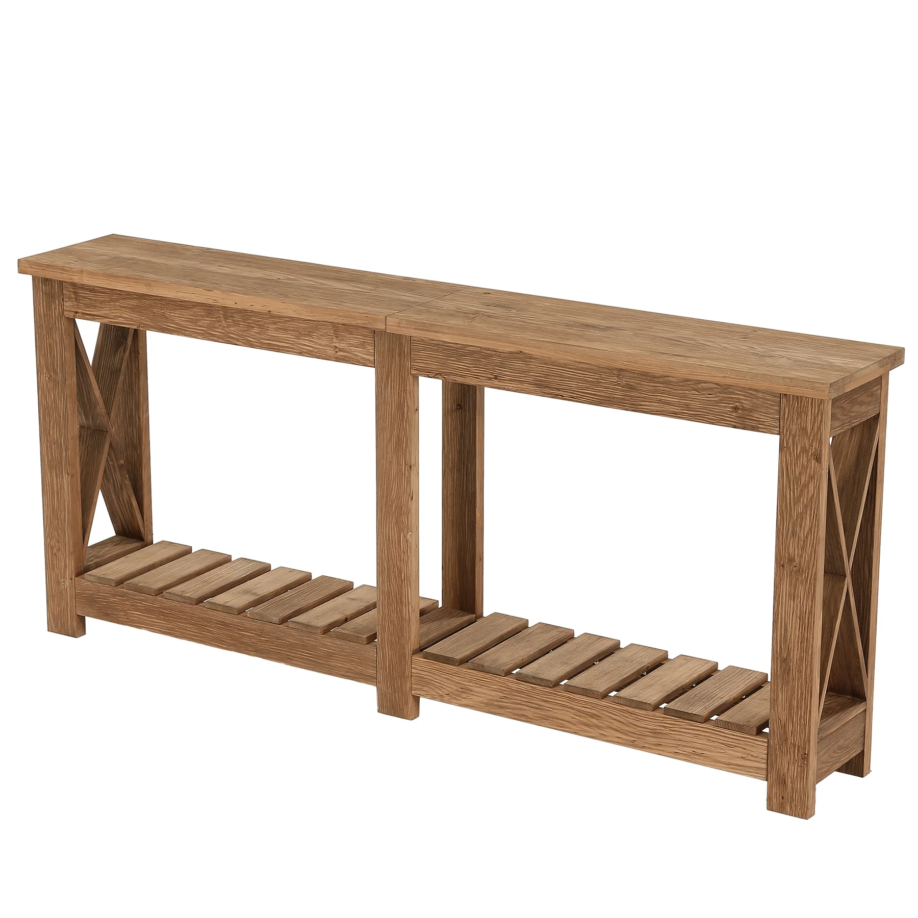 71" Solid Wood Farmhouse Console Table with Storage Shelves, Extra Long Sofa Table for Entryway & Hallway - Image 8
