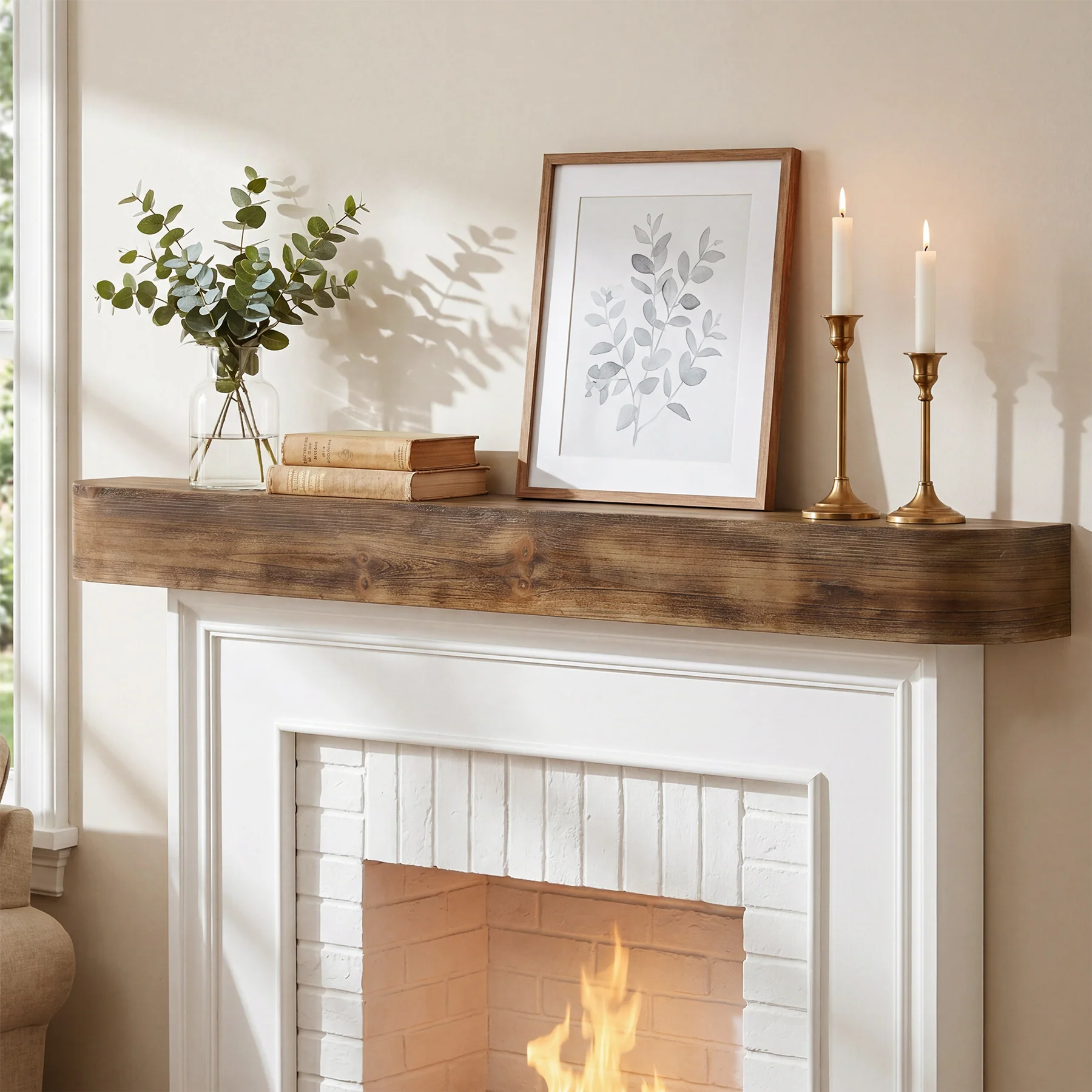 71" Fireplace Mantel, Solid Wood Floating Shelf, Wall Mounted Mantel for Over Fireplace - Image 3