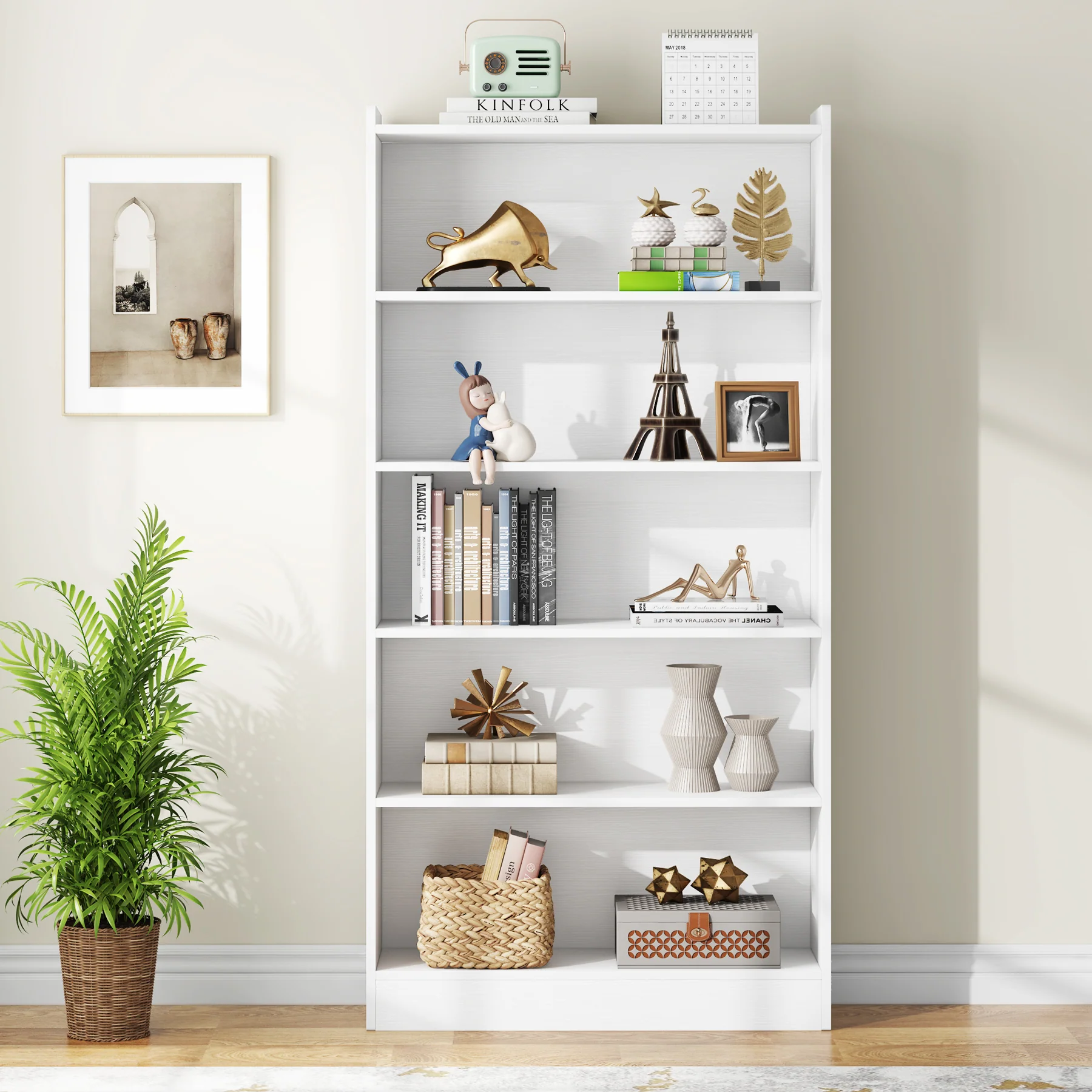 72" Tall Bookcase, 6-Tier Freestanding Bookshelf for Home Office - Image 10
