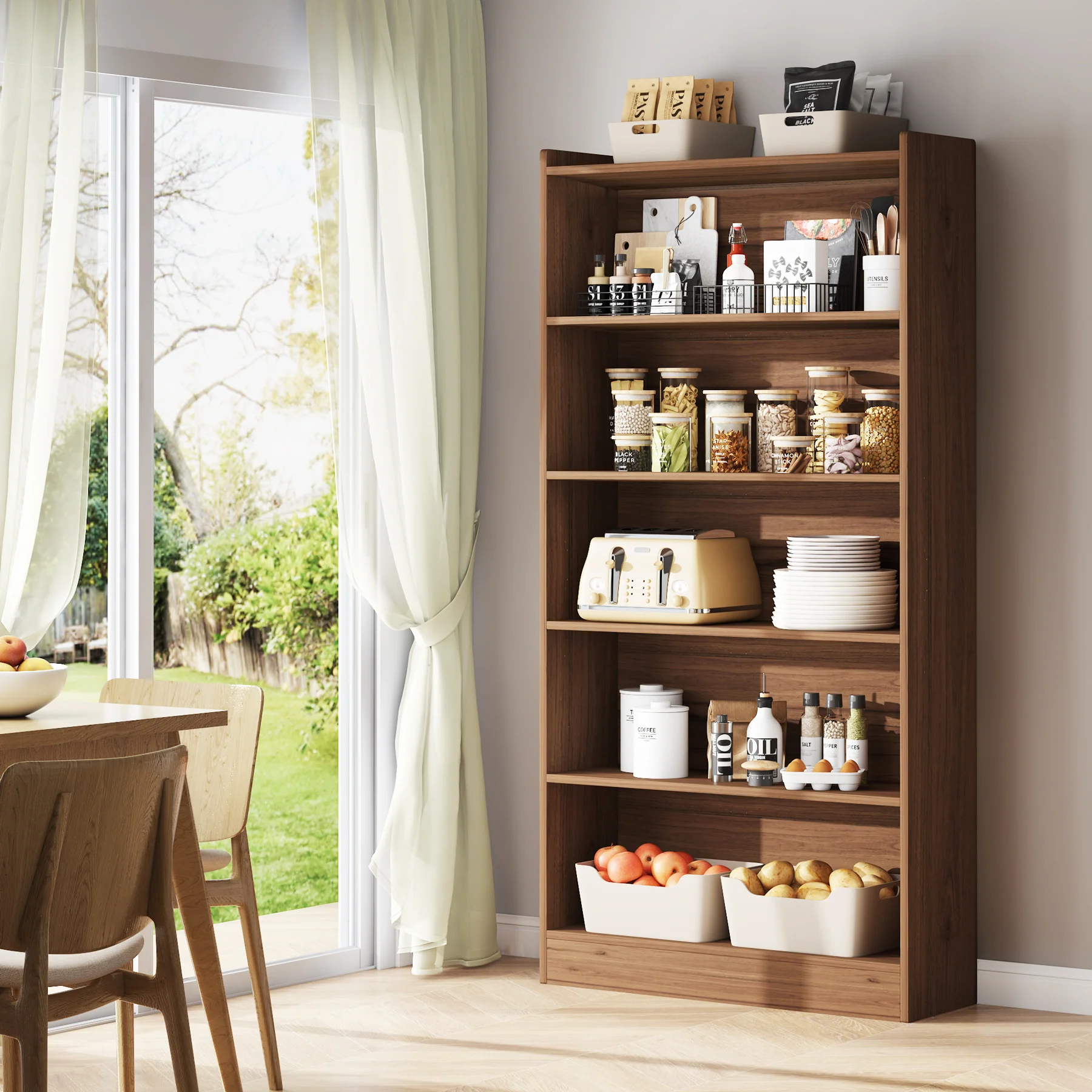 72" Tall Bookcase, 6-Tier Freestanding Bookshelf for Home Office - Image 4
