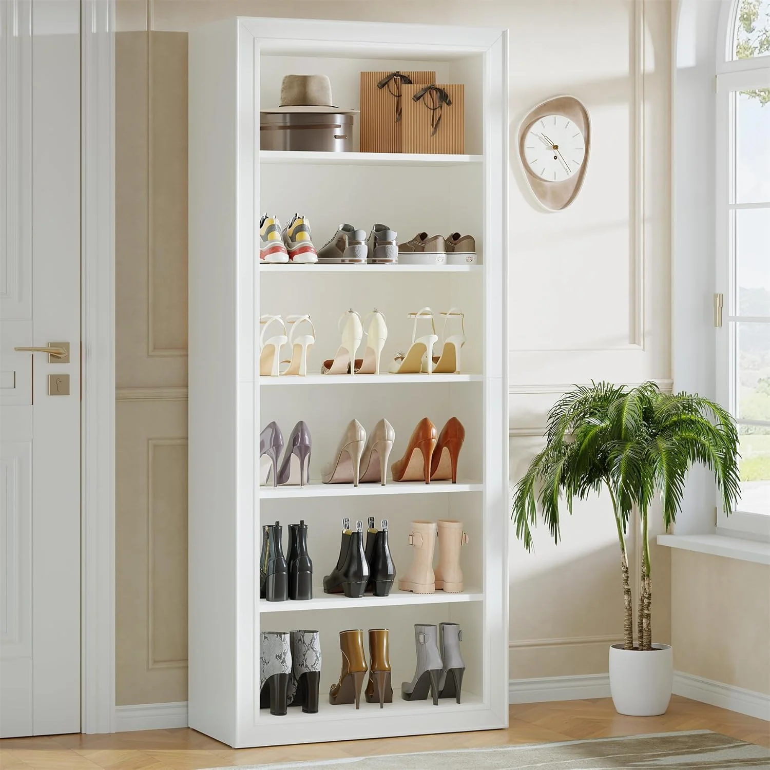 6-Tier Shoe Organizer Rack, 75" Shoe Cabinet with Open Storage for Entryway - Image 3