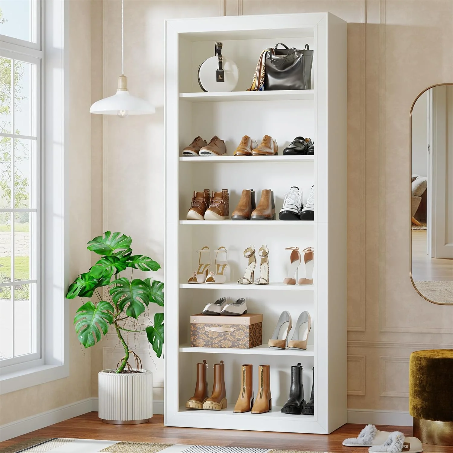 6-Tier Shoe Organizer Rack, 75" Shoe Cabinet with Open Storage for Entryway - Image 4