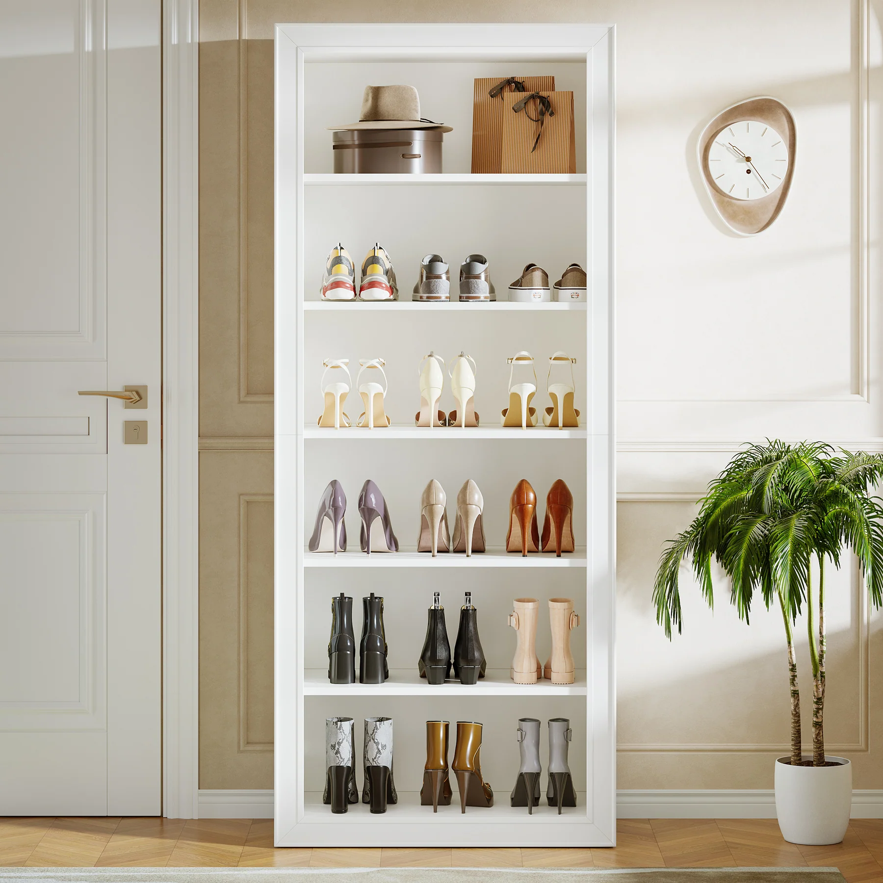 6-Tier Shoe Organizer Rack, 75" Shoe Cabinet with Open Storage for Entryway - Image 7