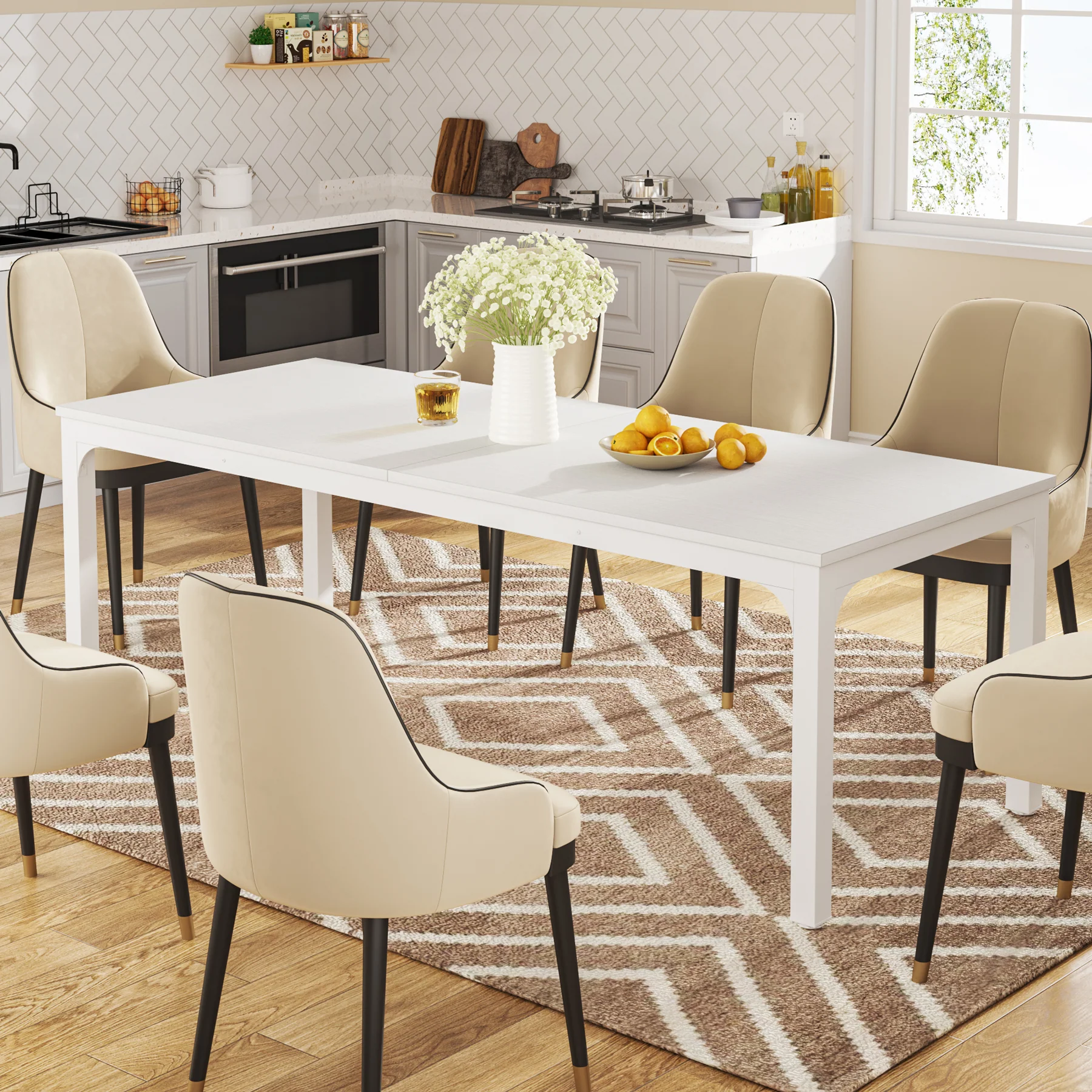 78.7" Rectangular Dining Table for 6–8 People, Long Kitchen Table - Image 10