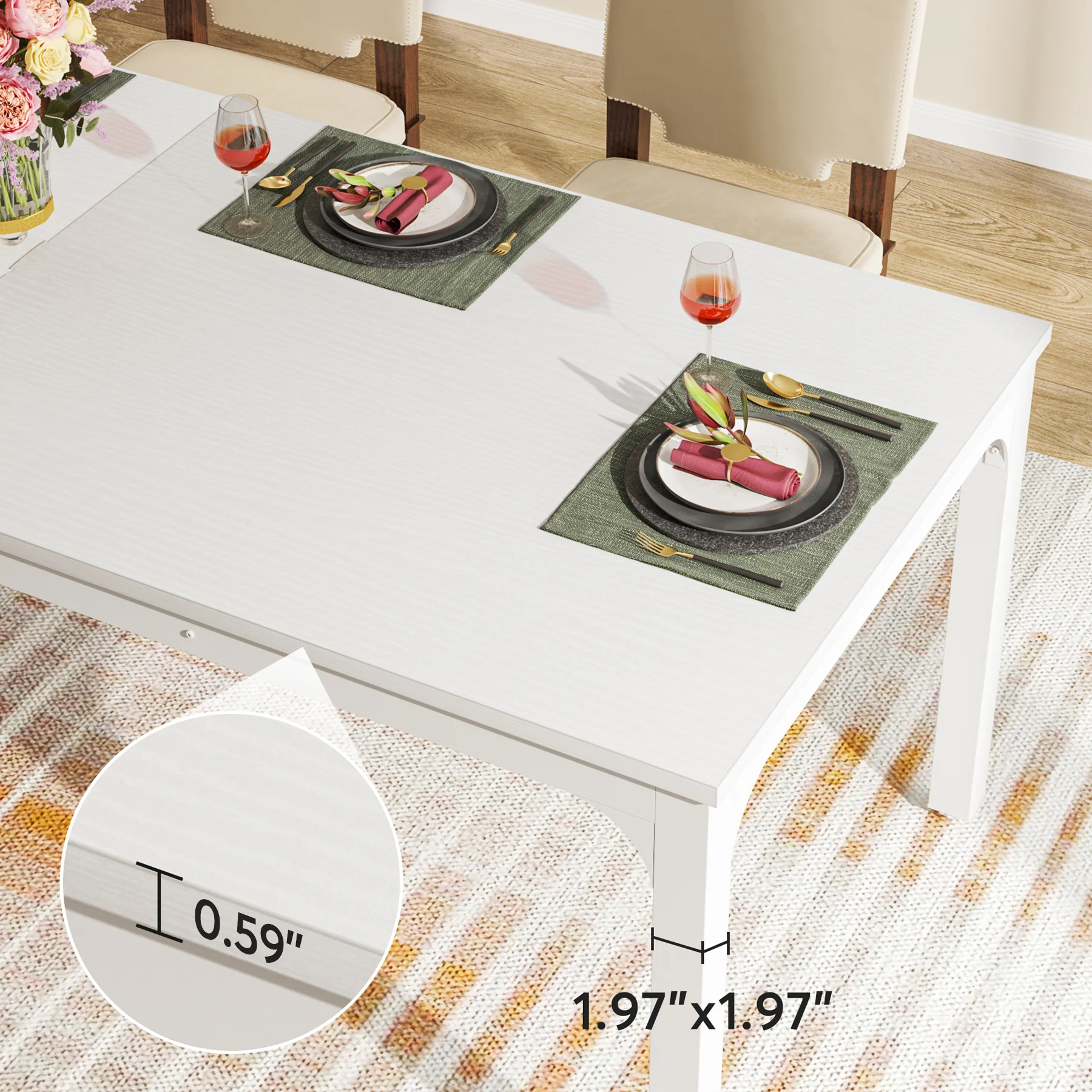 78.7" Rectangular Dining Table for 6–8 People, Long Kitchen Table - Image 11