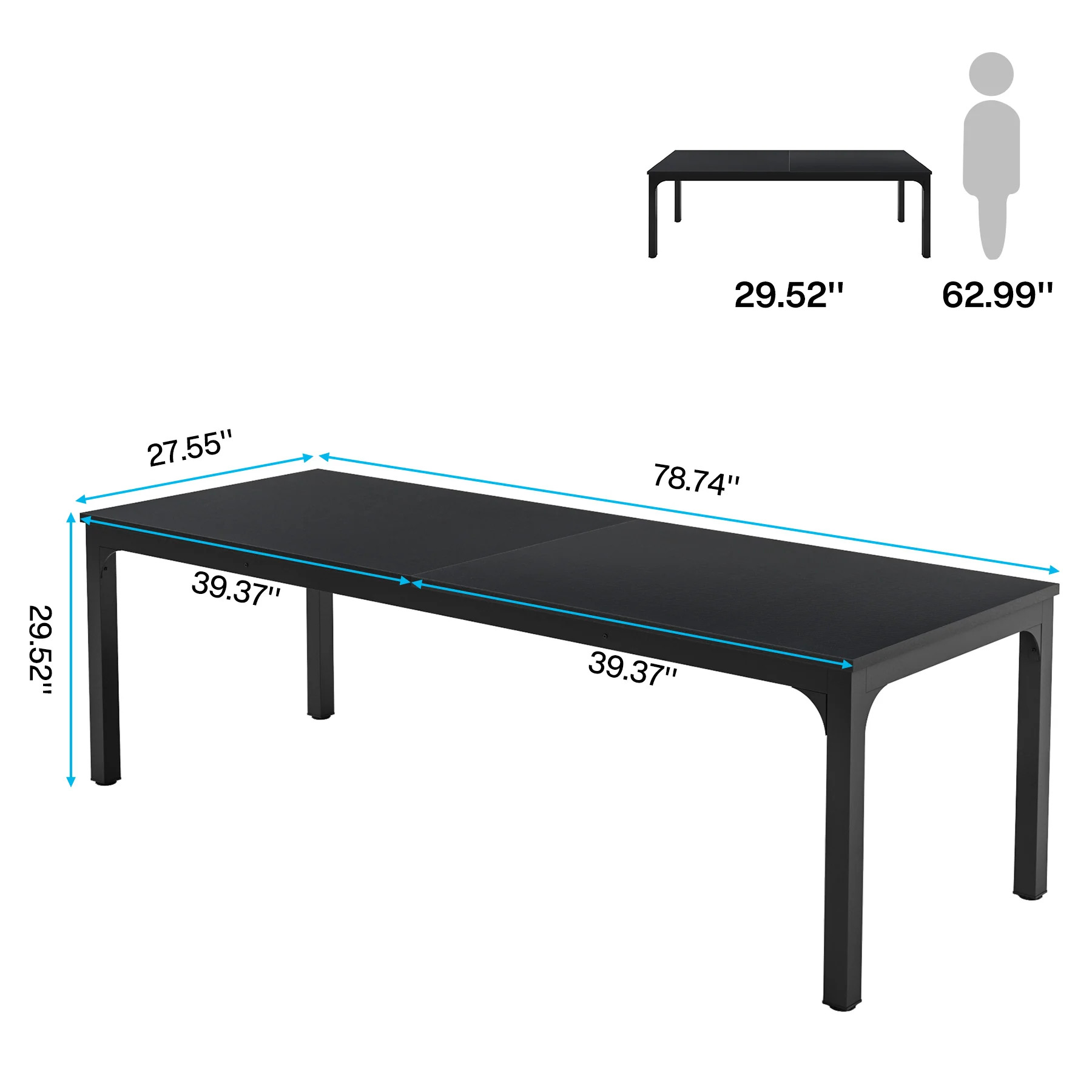 78.7" Rectangular Dining Table for 6–8 People, Long Kitchen Table - Image 14