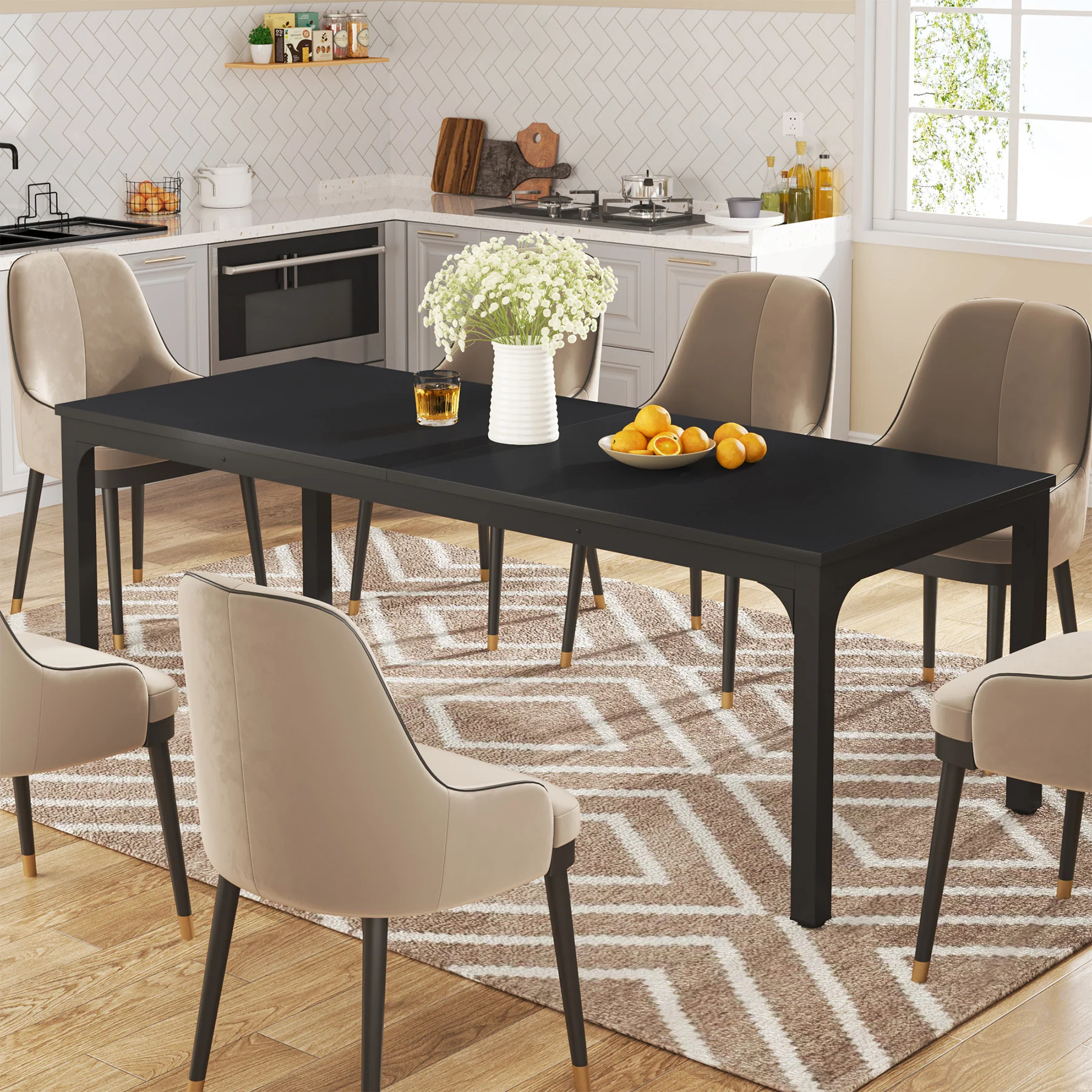 78.7" Rectangular Dining Table for 6–8 People, Long Kitchen Table - Image 15