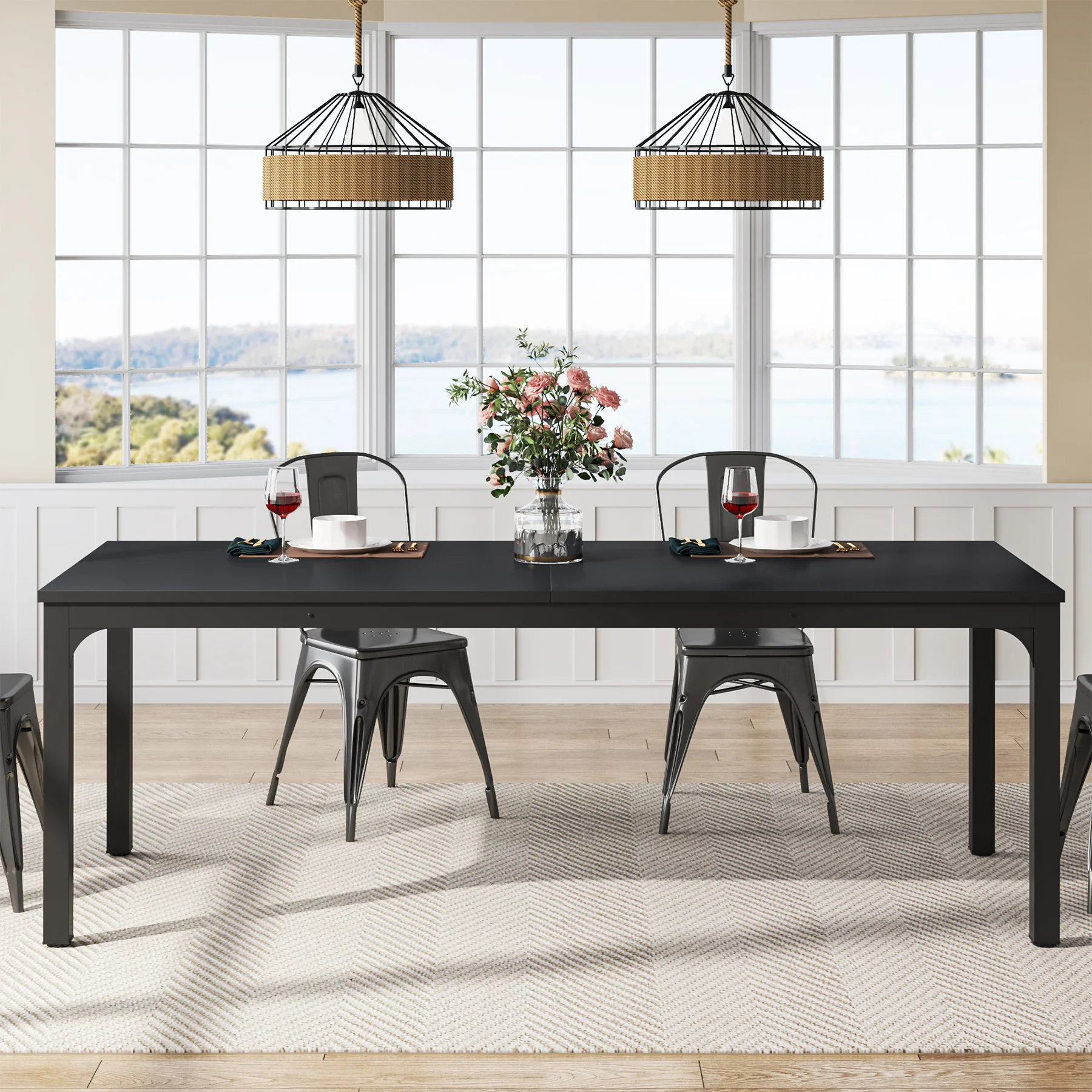 78.7" Rectangular Dining Table for 6–8 People, Long Kitchen Table - Image 16