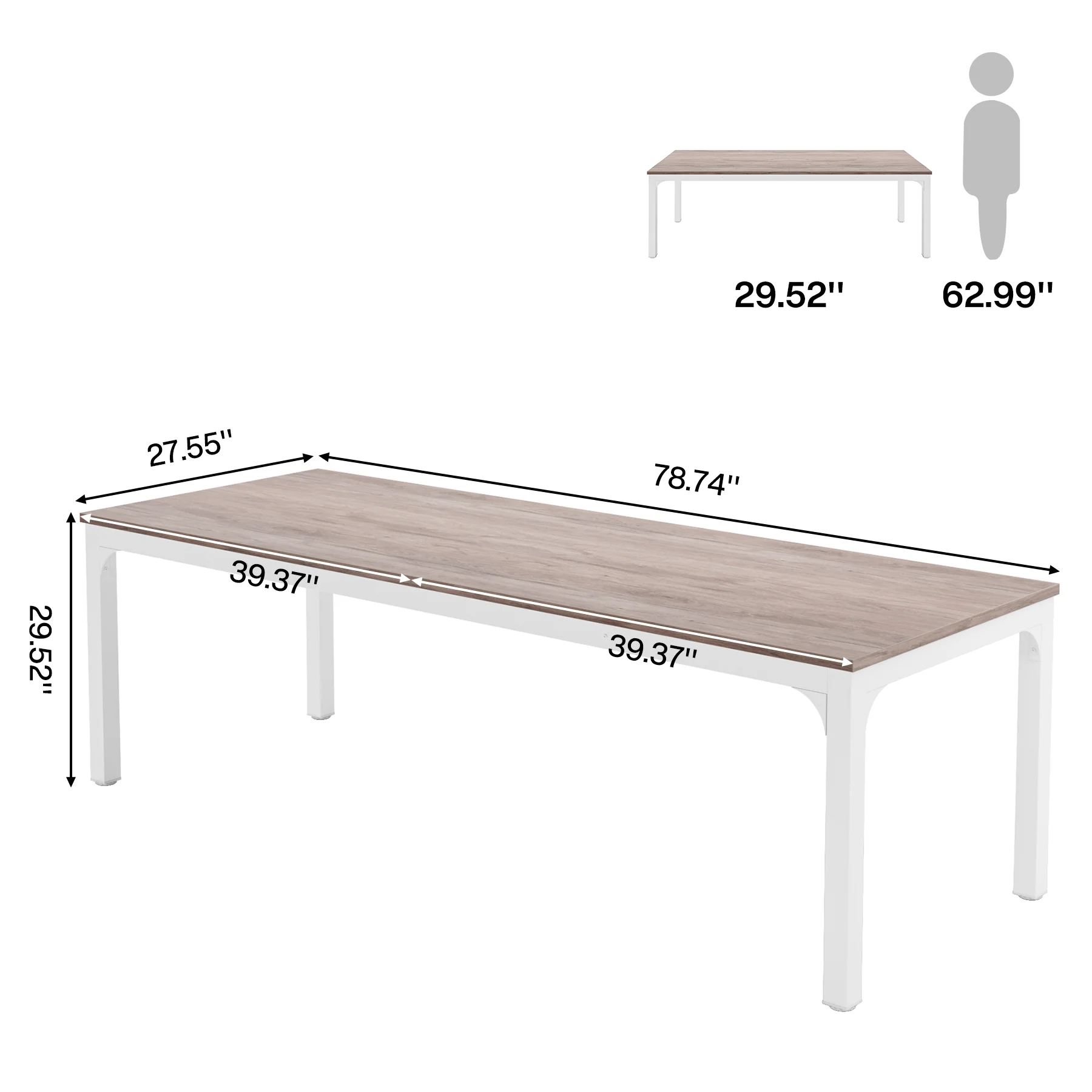 78.7" Rectangular Dining Table for 6–8 People, Long Kitchen Table - Image 19