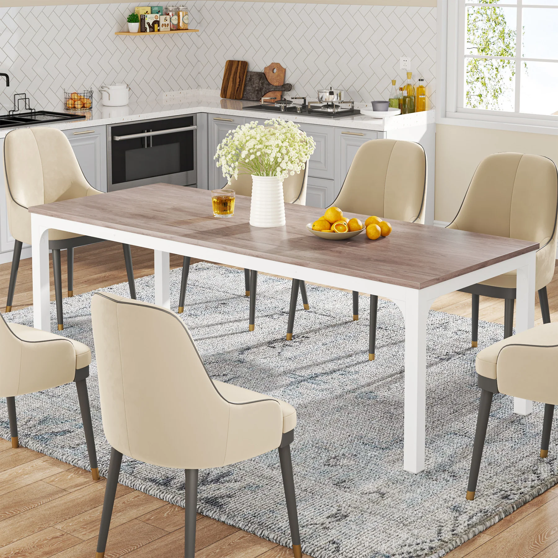78.7" Rectangular Dining Table for 6–8 People, Long Kitchen Table - Image 20