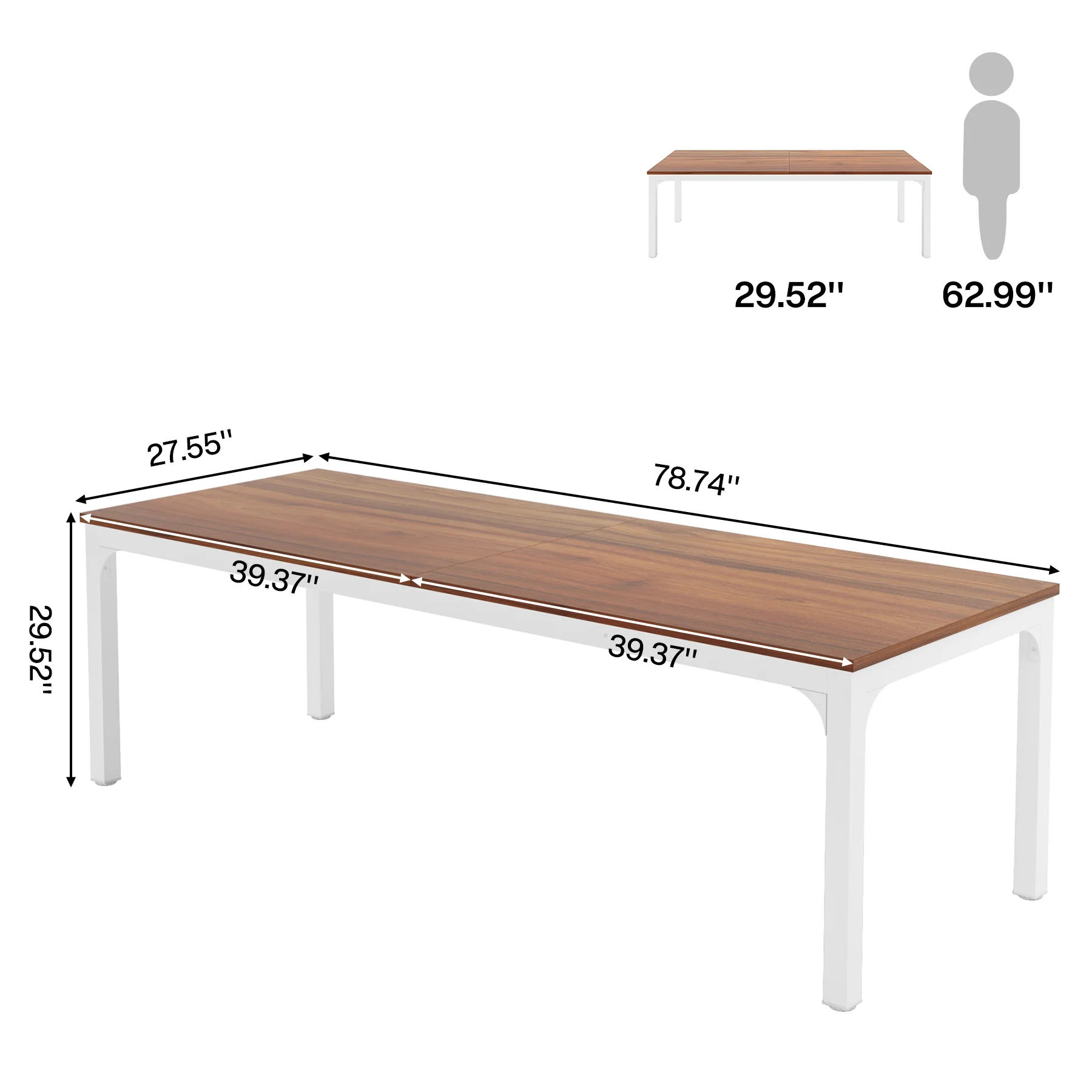 78.7" Rectangular Dining Table for 6–8 People, Long Kitchen Table - Image 24