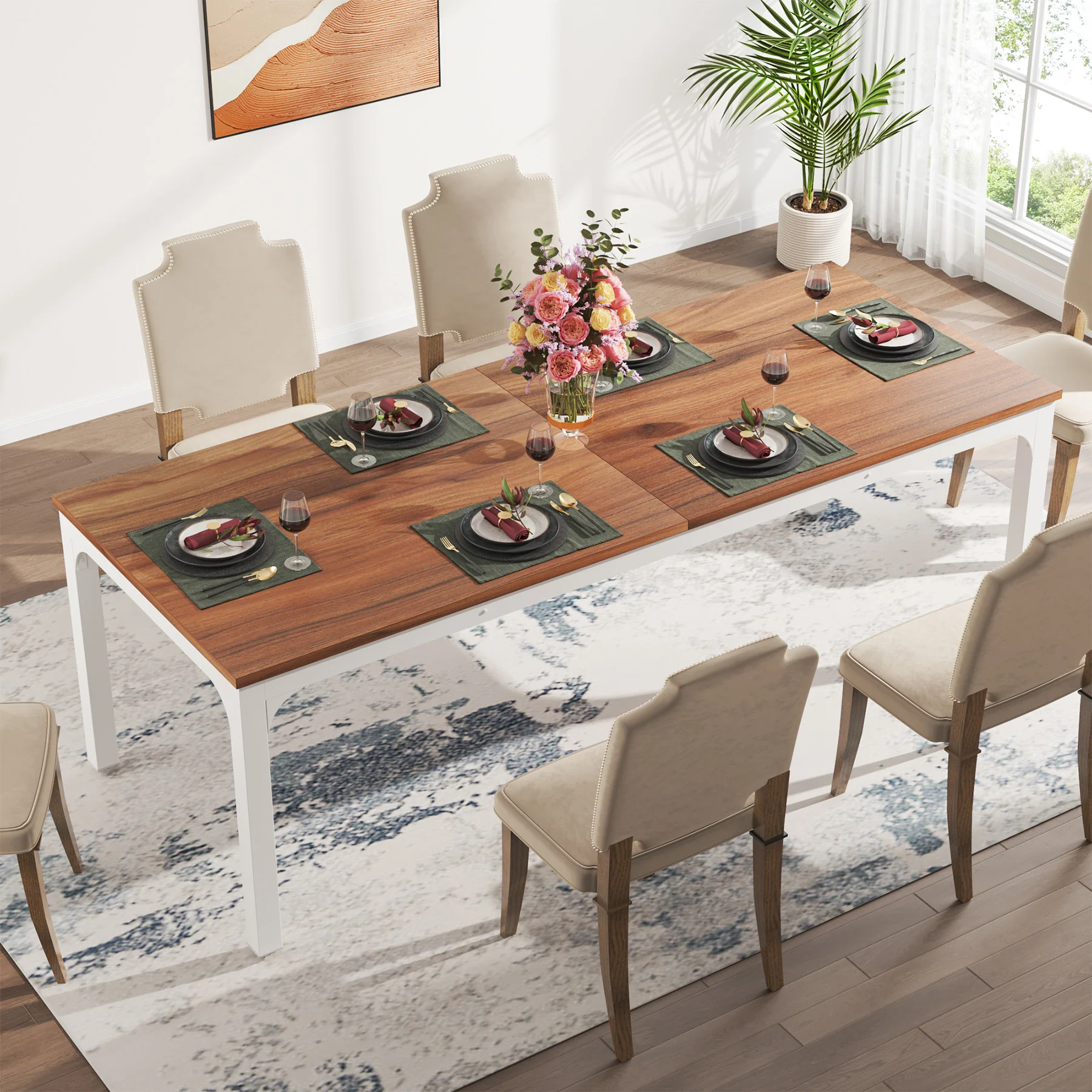 78.7" Rectangular Dining Table for 6–8 People, Long Kitchen Table - Image 26