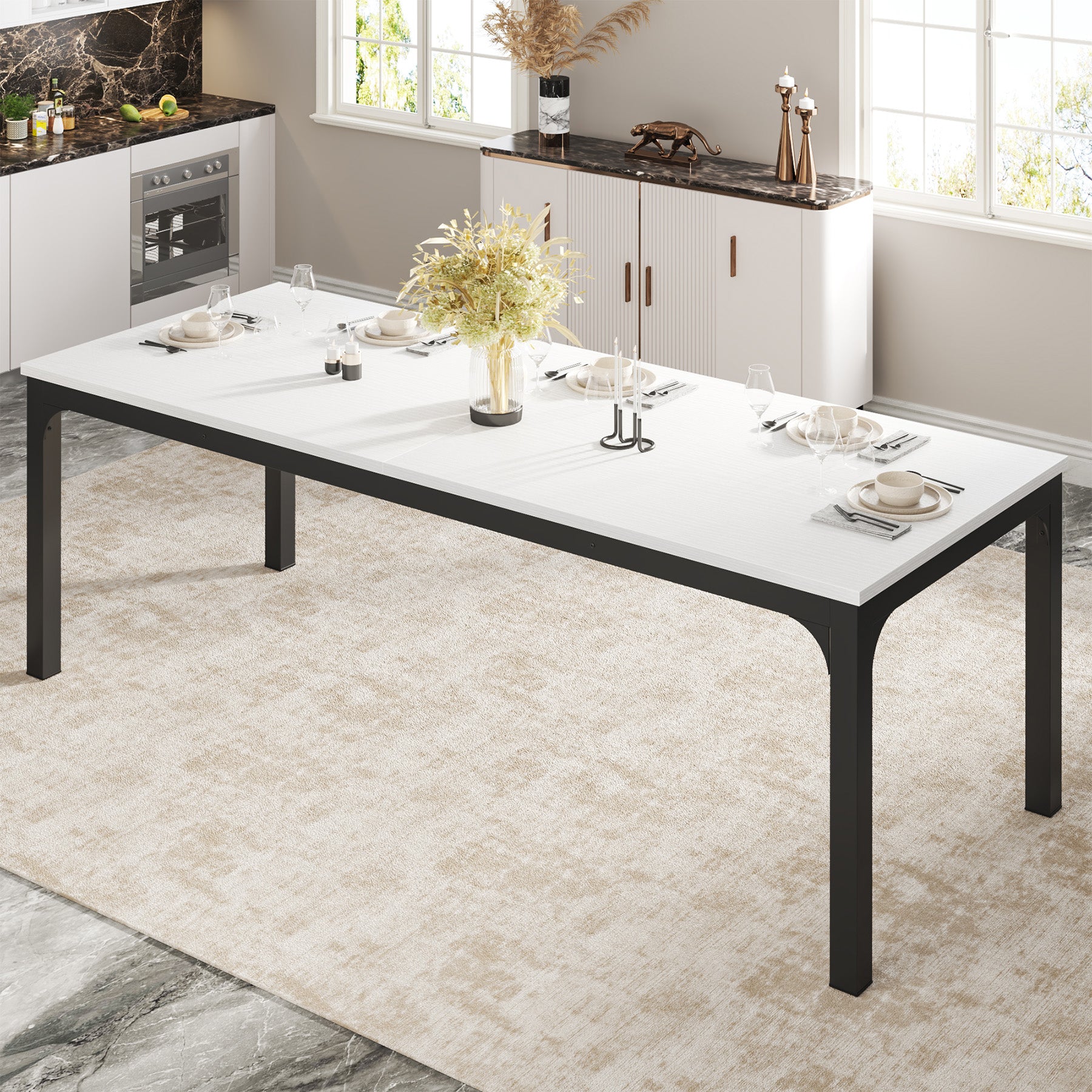 78.7" Rectangular Dining Table for 6–8 People, Long Kitchen Table - Image 28