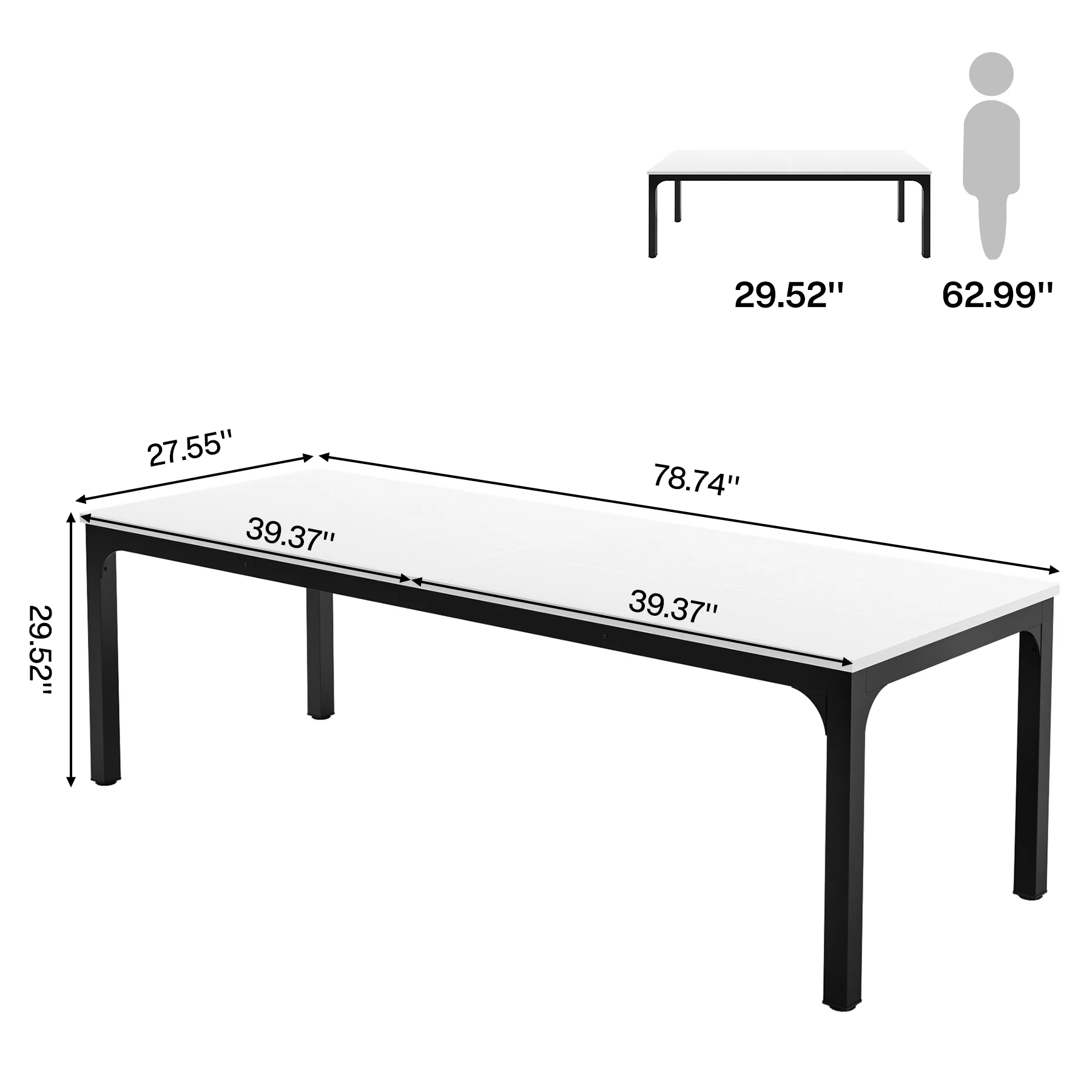 78.7" Rectangular Dining Table for 6–8 People, Long Kitchen Table - Image 29