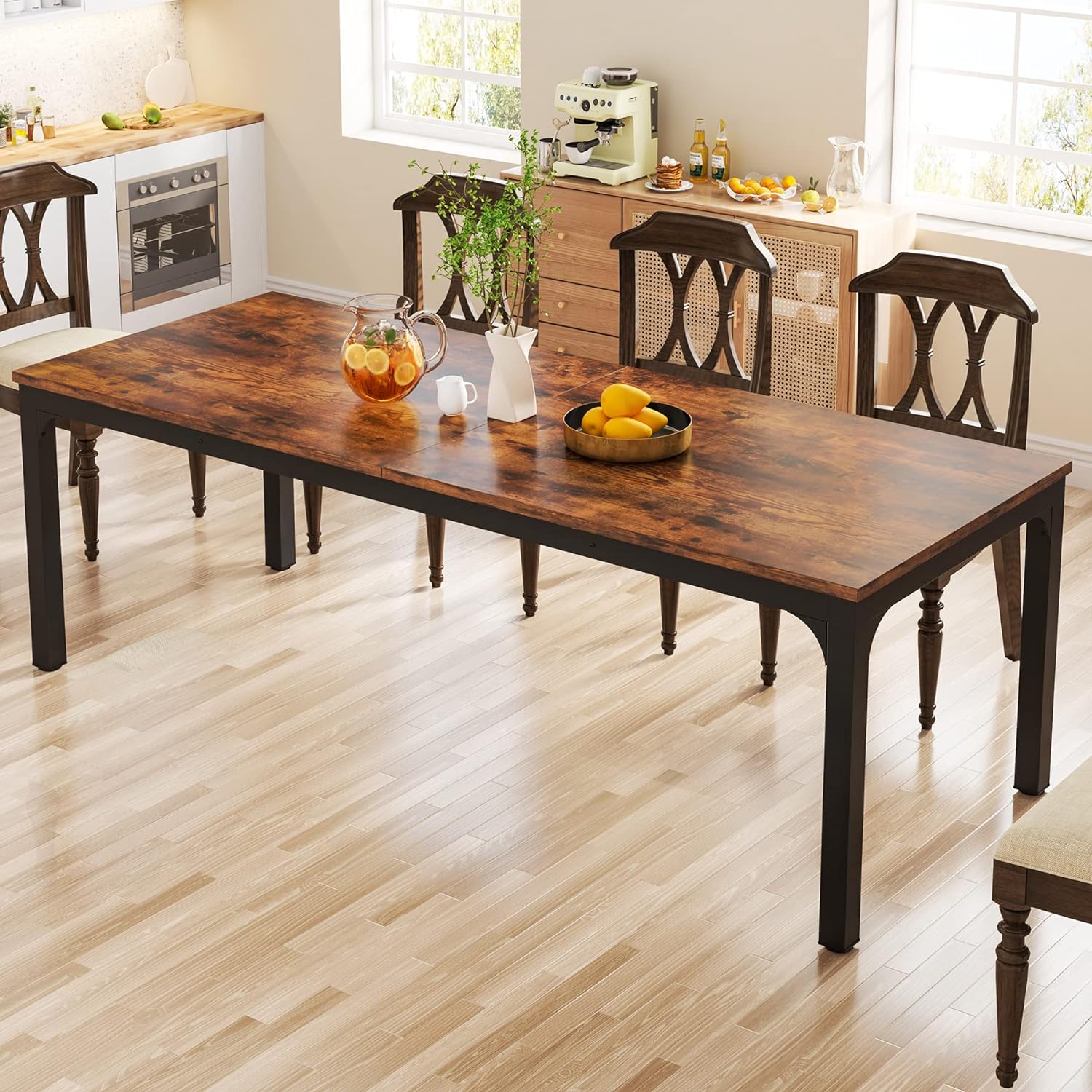 78.7" Rectangular Dining Table for 6–8 People, Long Kitchen Table - Image 3
