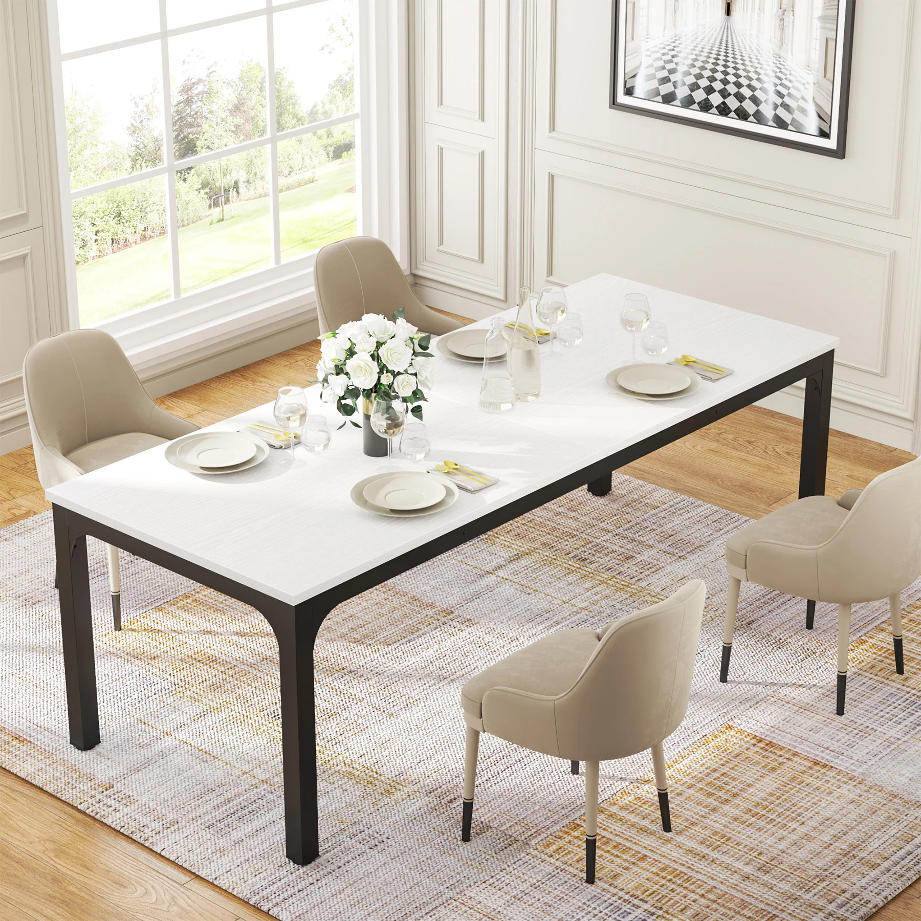 78.7" Rectangular Dining Table for 6–8 People, Long Kitchen Table - Image 30