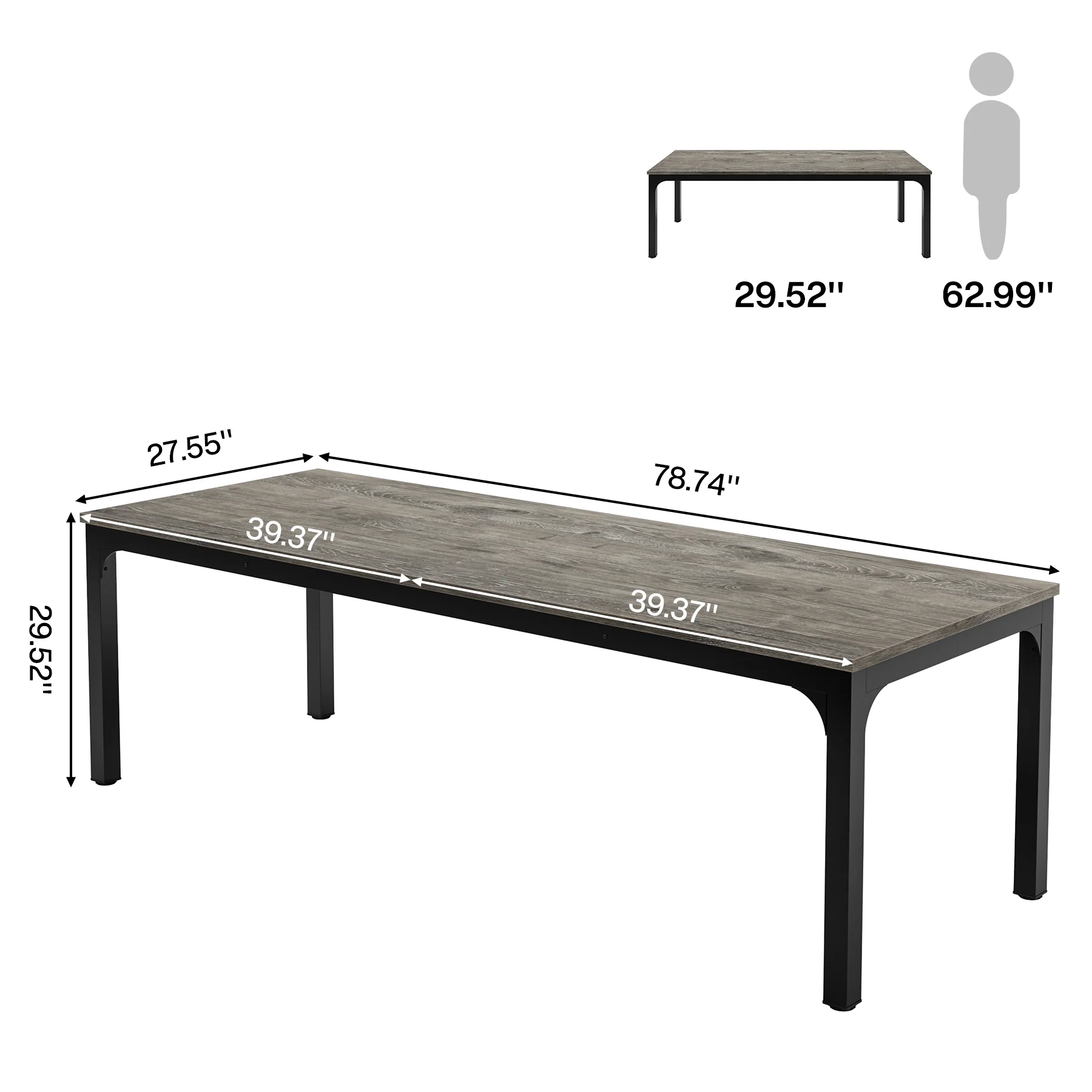 78.7" Rectangular Dining Table for 6–8 People, Long Kitchen Table - Image 34