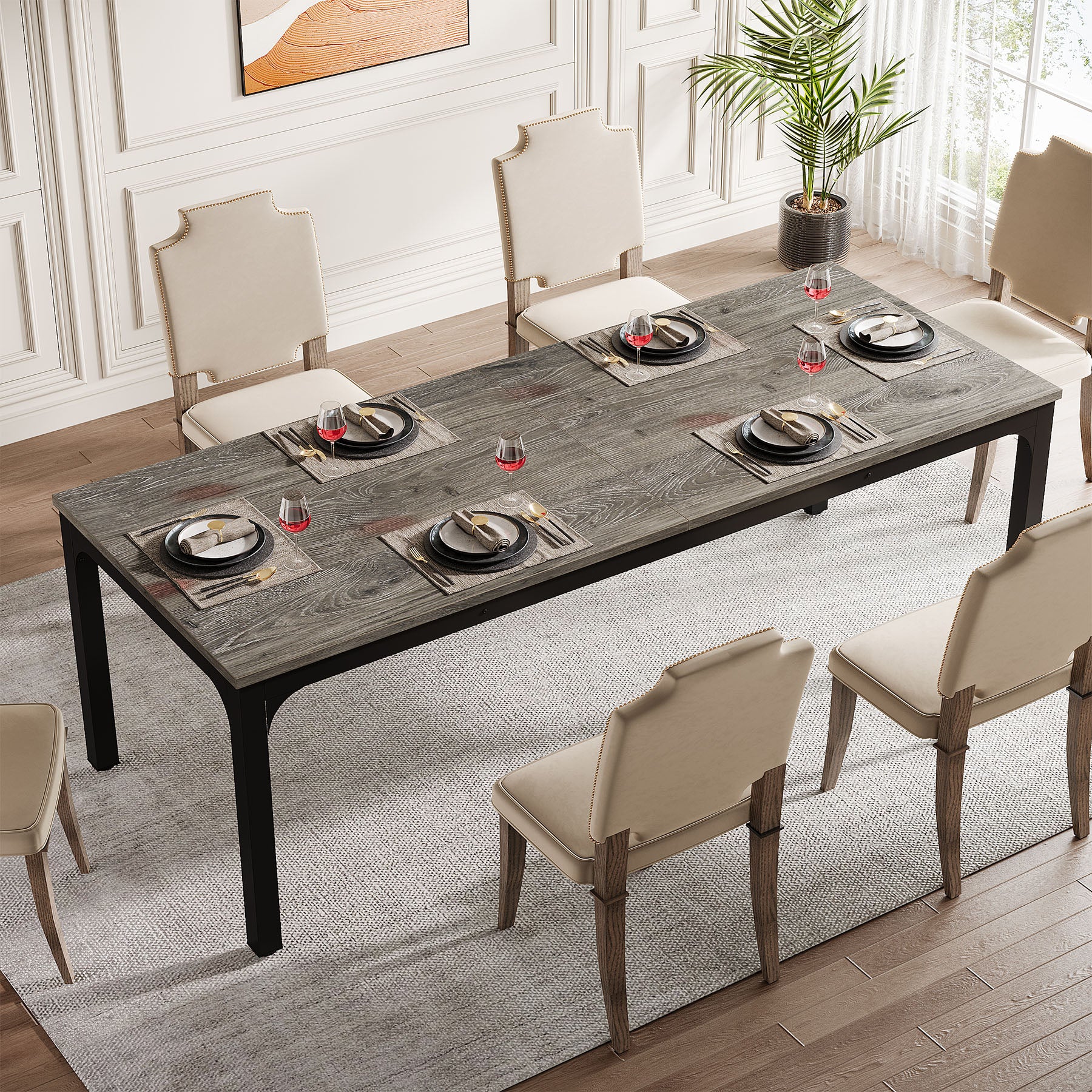78.7" Rectangular Dining Table for 6–8 People, Long Kitchen Table - Image 35