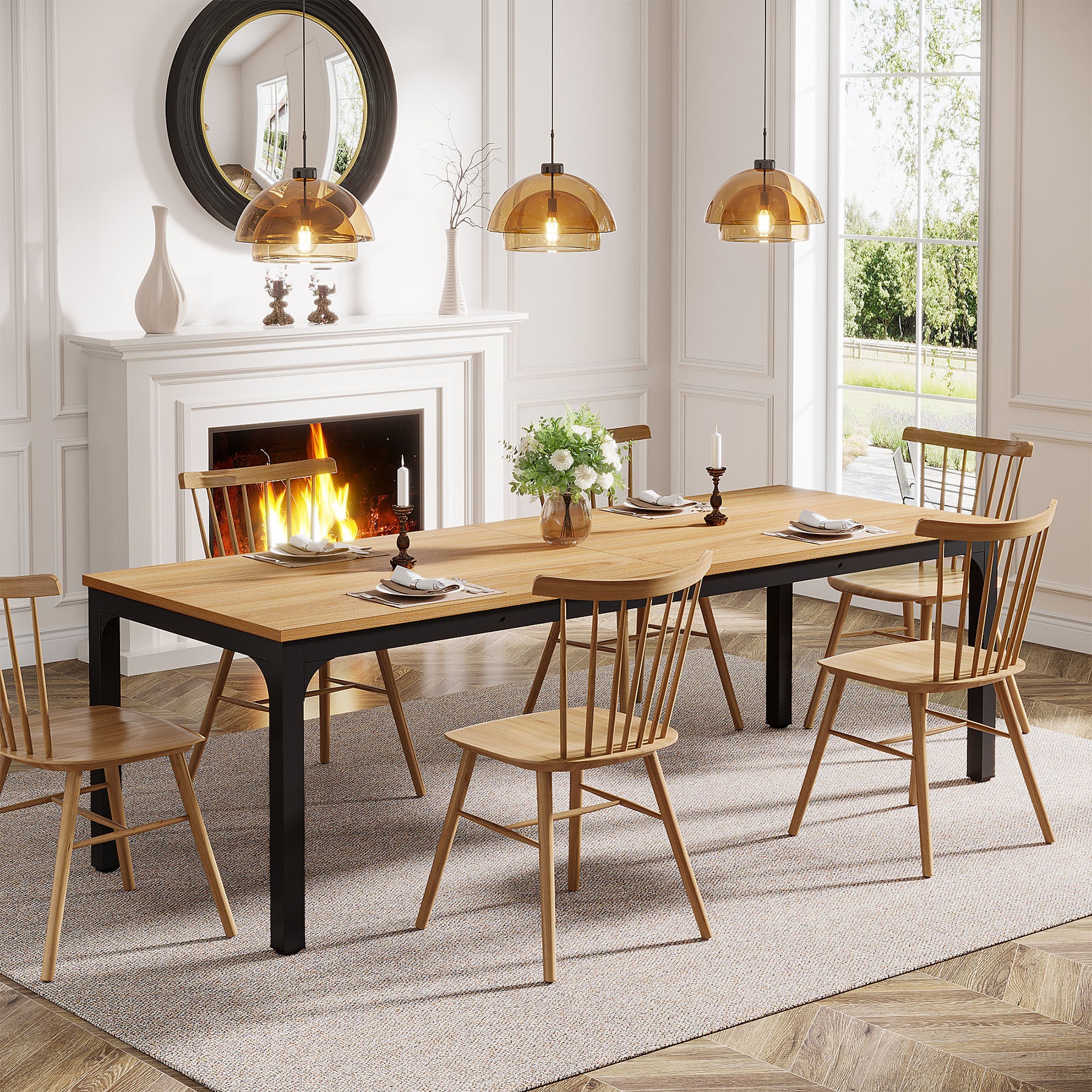 78.7" Rectangular Dining Table for 6–8 People, Long Kitchen Table - Image 37