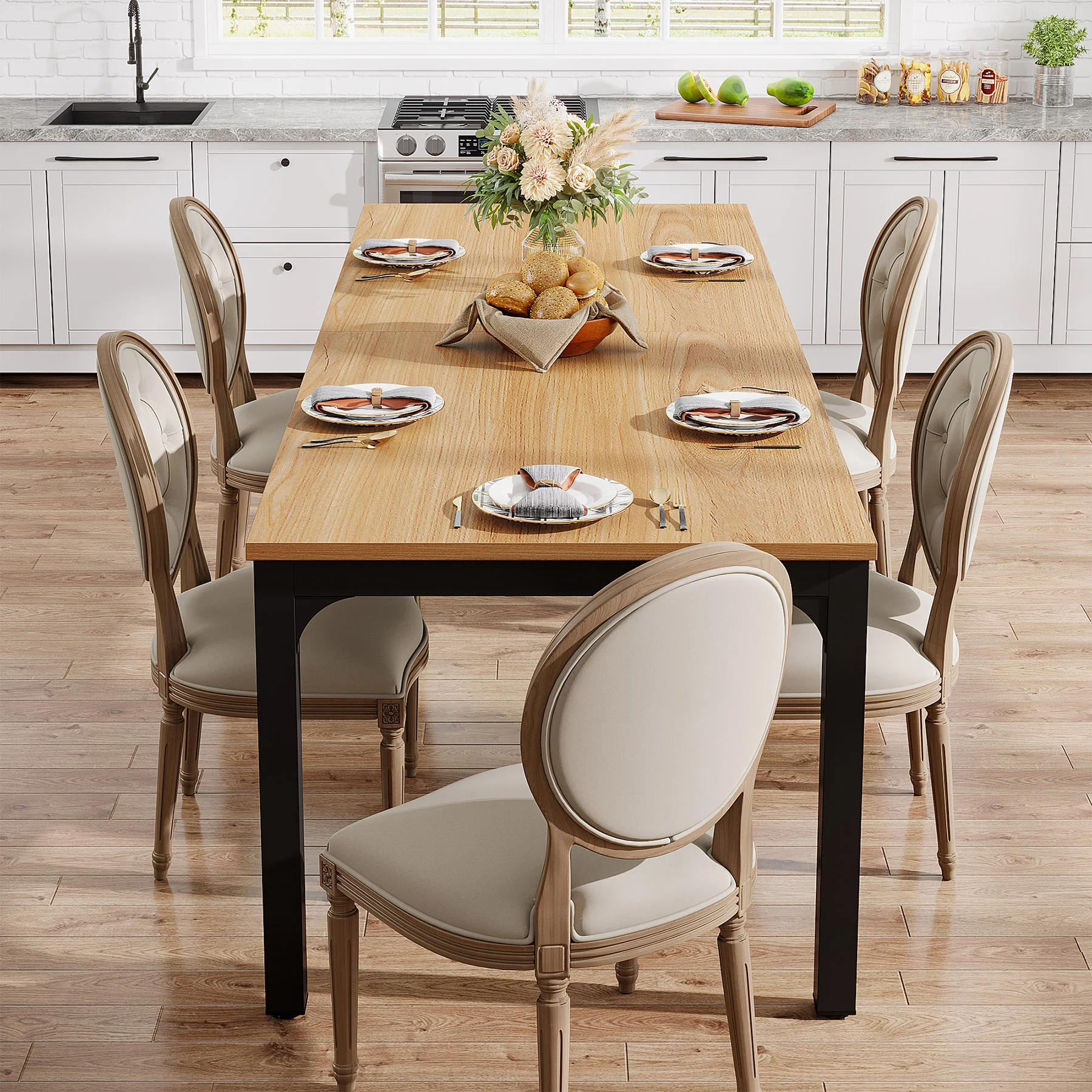 78.7" Rectangular Dining Table for 6–8 People, Long Kitchen Table - Image 39