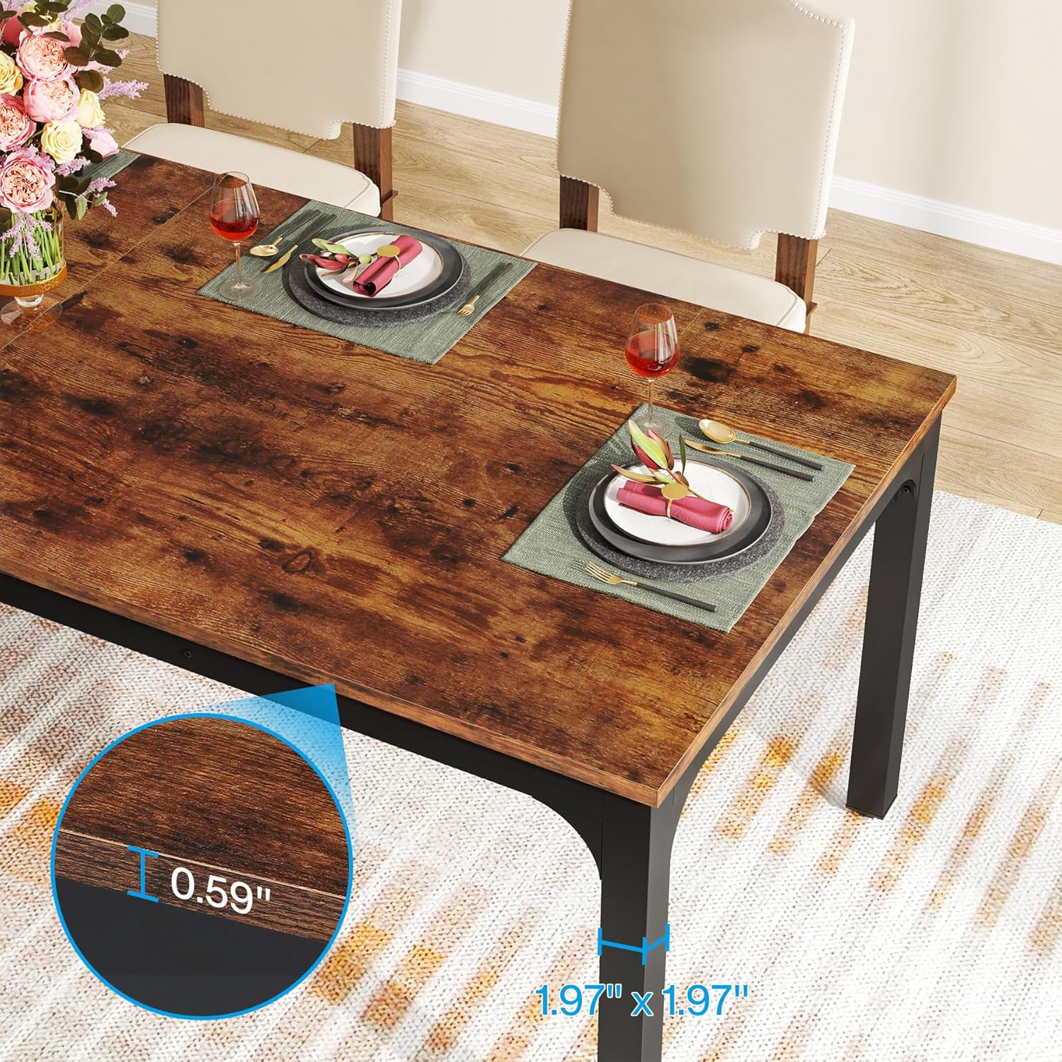 78.7" Rectangular Dining Table for 6–8 People, Long Kitchen Table - Image 5
