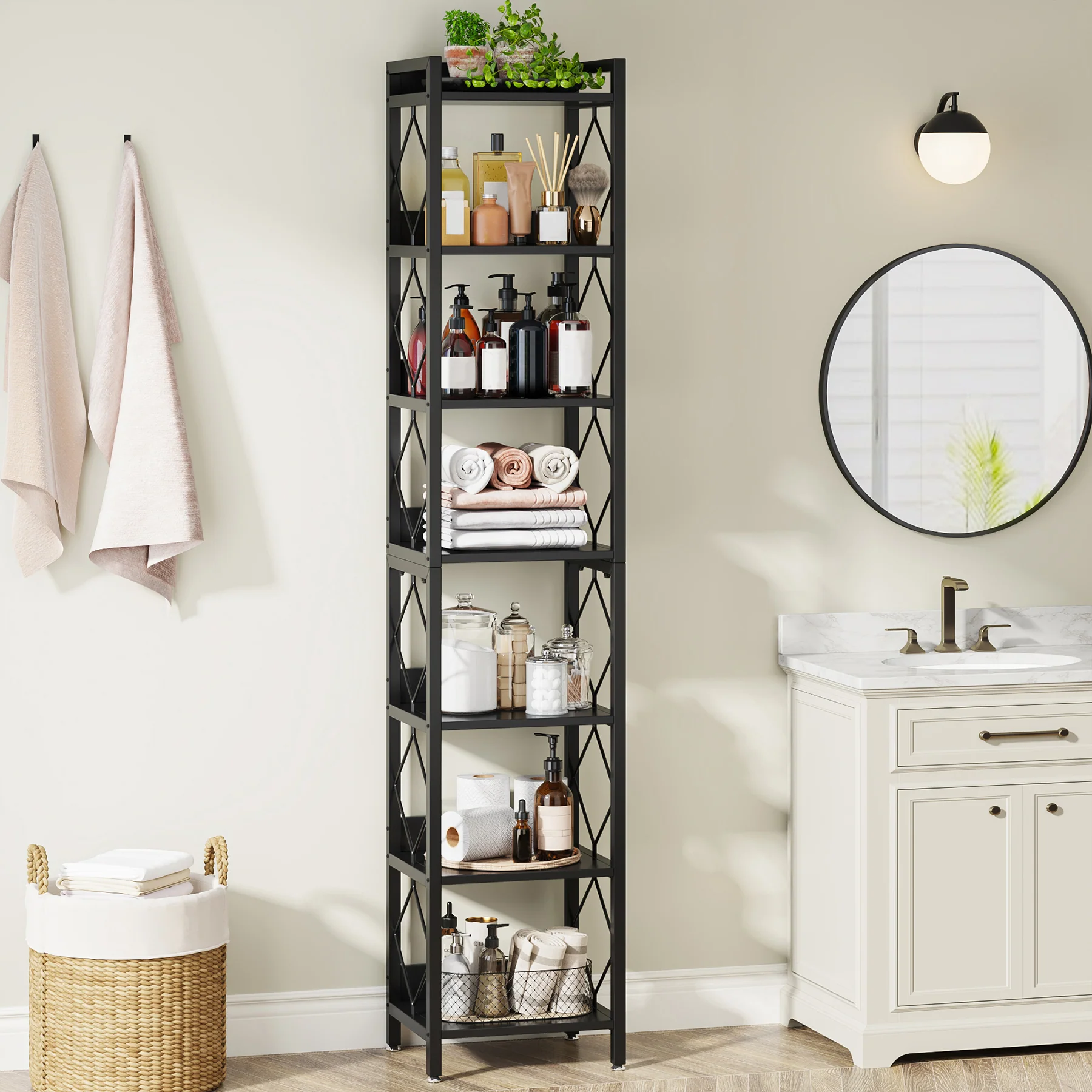78.7” Tall Narrow Bookshelf, Slim Display Shelf for Home Office & Small Areas - Image 11