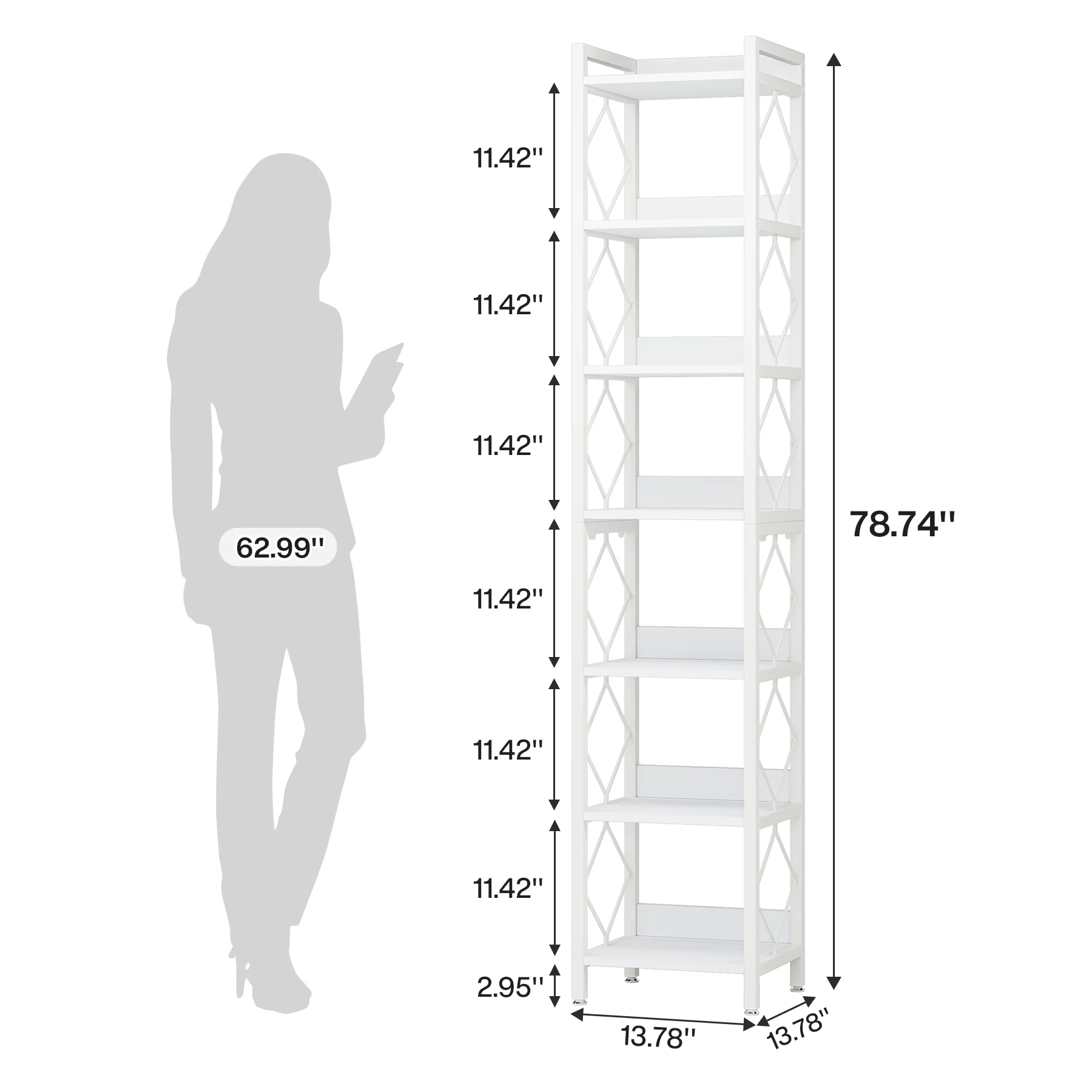 78.7” Tall Narrow Bookshelf, Slim Display Shelf for Home Office & Small Areas - Image 16