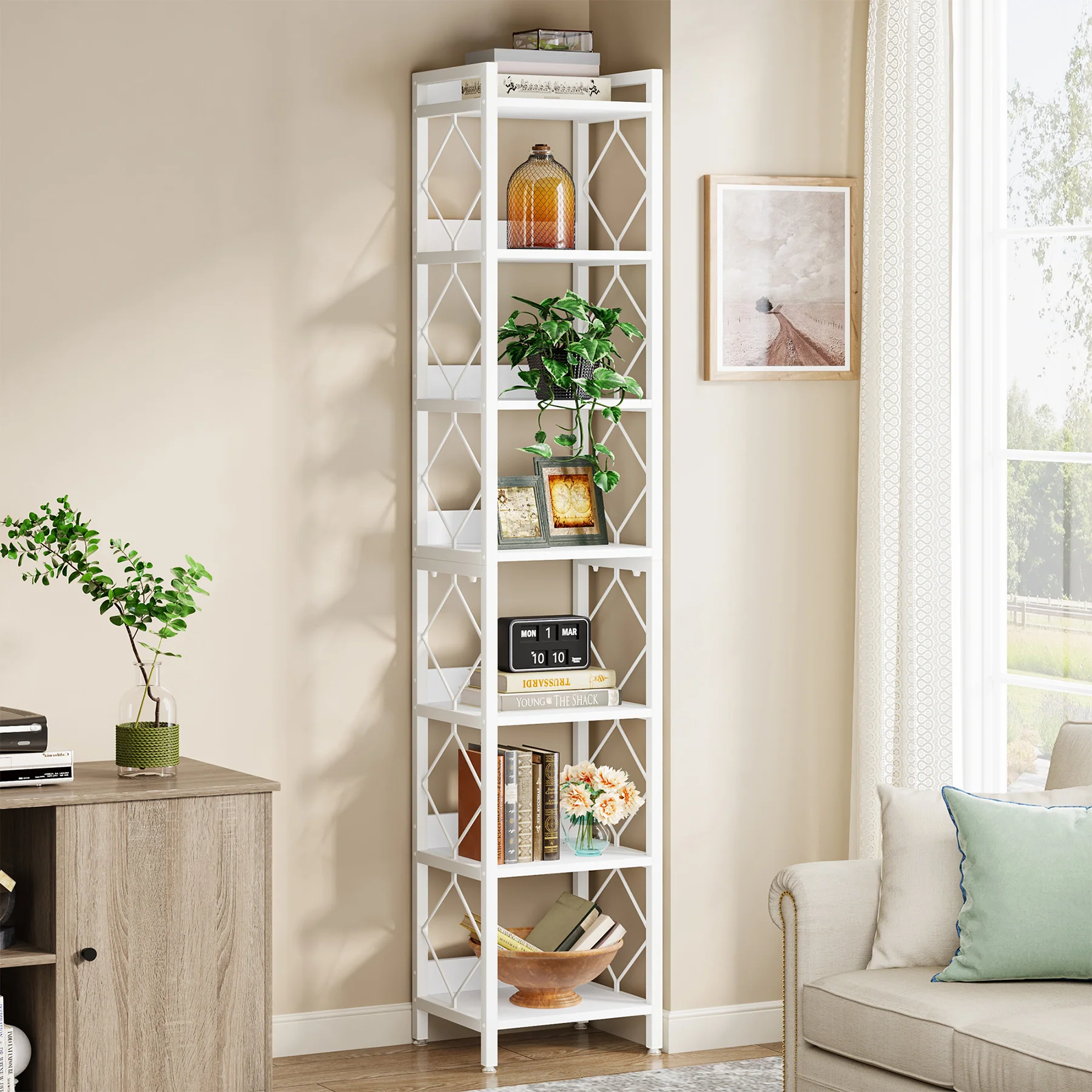 78.7” Tall Narrow Bookshelf, Slim Display Shelf for Home Office & Small Areas - Image 17