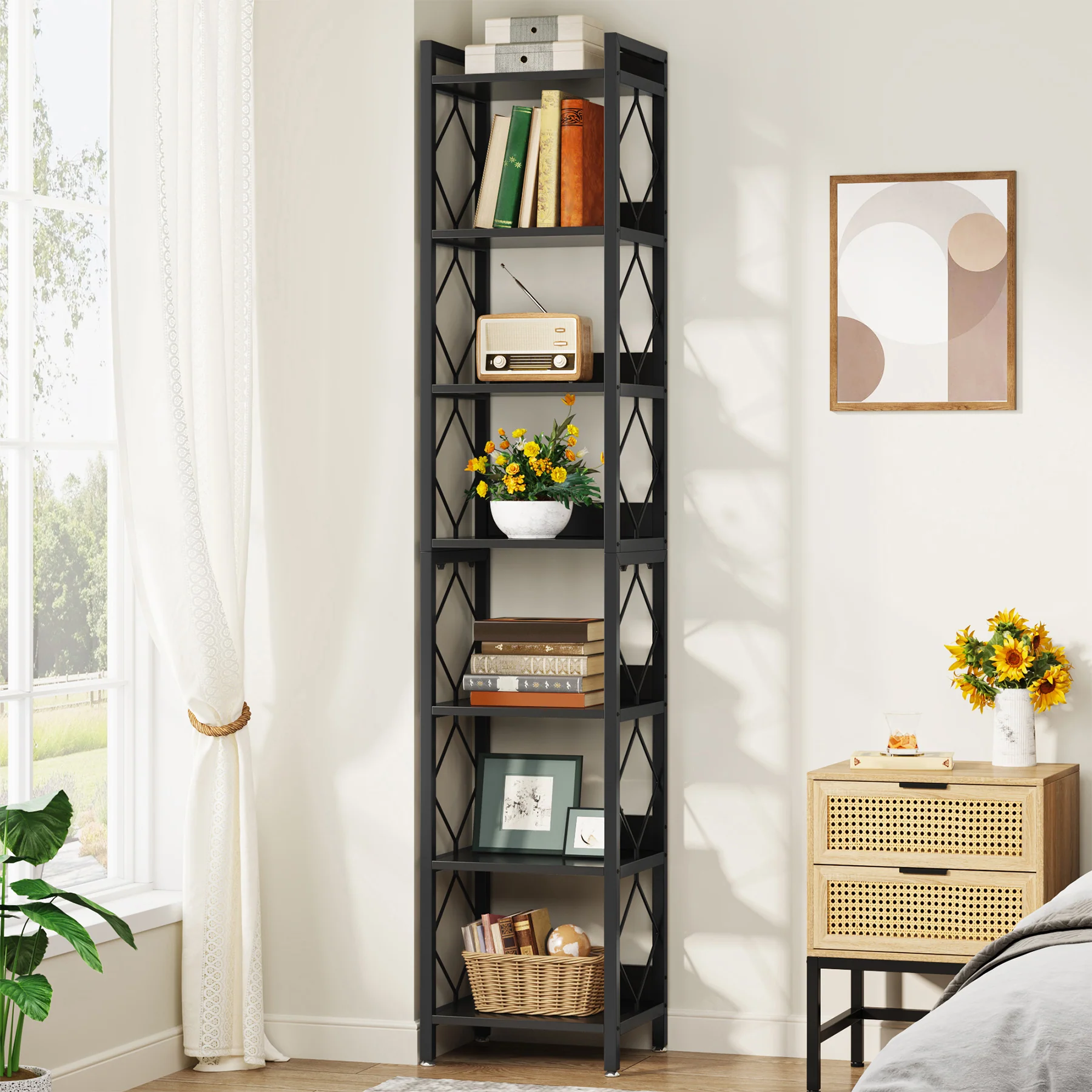 78.7” Tall Narrow Bookshelf, Slim Display Shelf for Home Office & Small Areas - Image 8