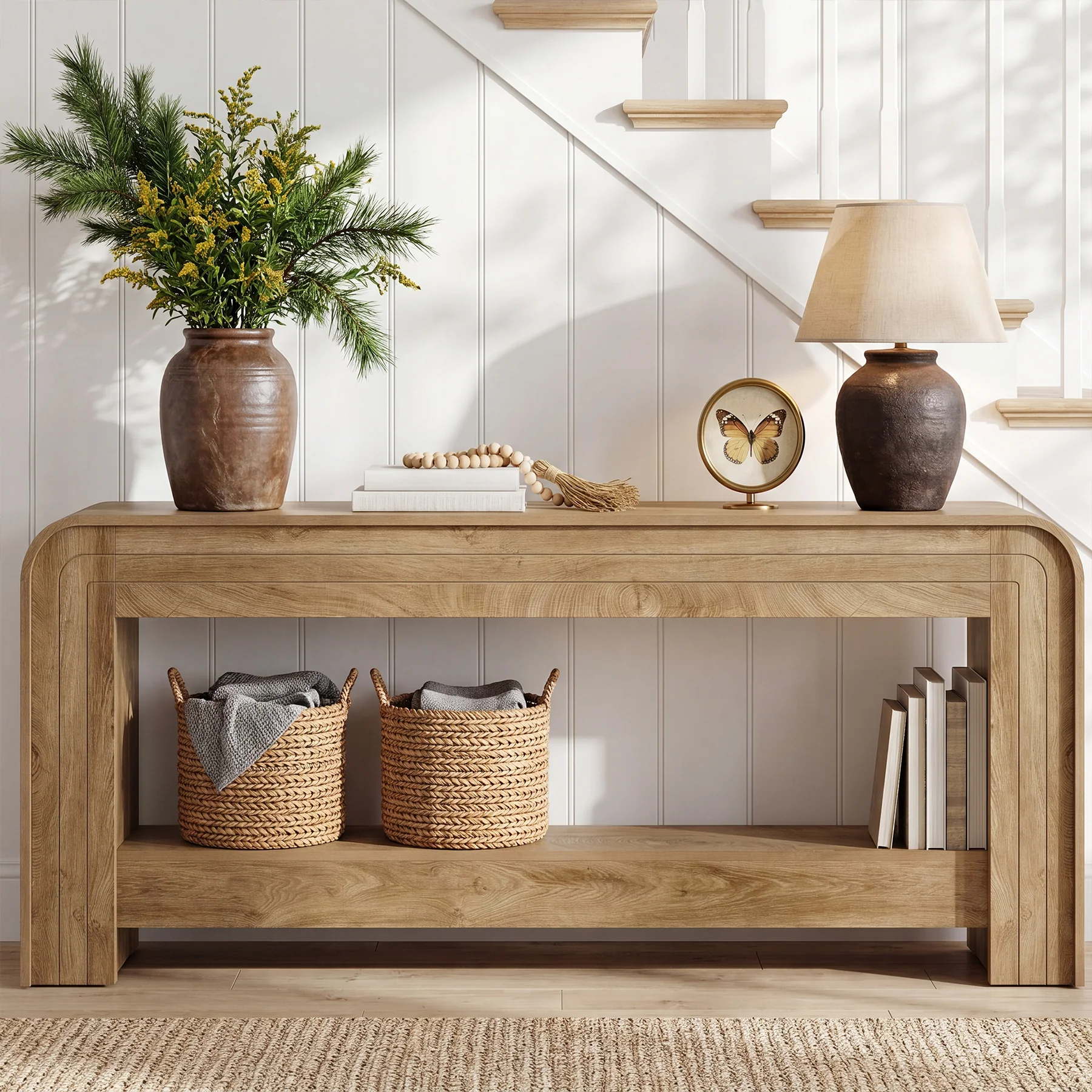Tribesigns 78.74-Inch Extra Long Farmhouse Console Table with Storage Shelf and Rounded Edges - Image 7