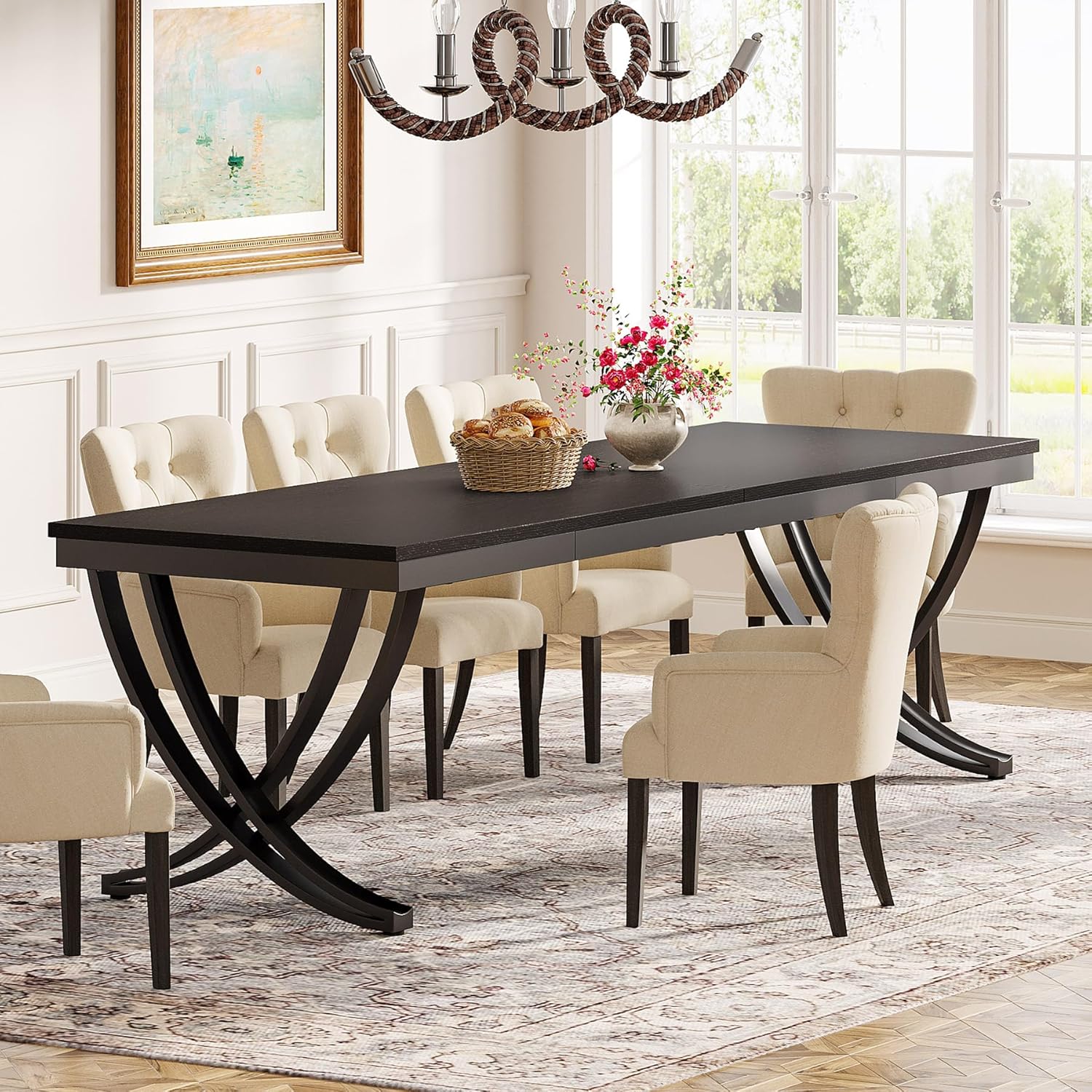 78.74“ Rectangular Dining Table for 6-8, Large Wooden Farmhouse Table - Image 14