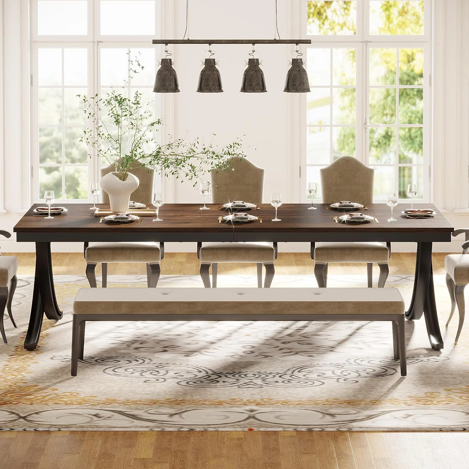 78.74“ Rectangular Dining Table for 6-8, Large Wooden Farmhouse Table - Image 18