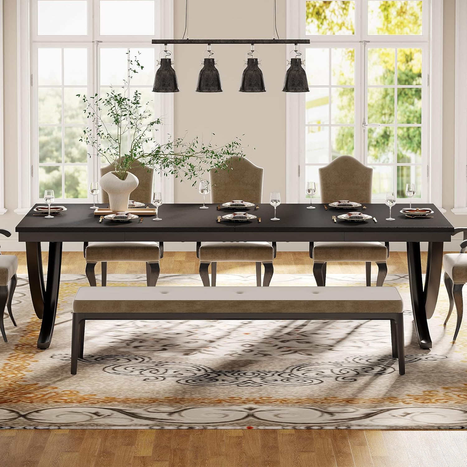 78.74“ Rectangular Dining Table for 6-8, Large Wooden Farmhouse Table - Image 19
