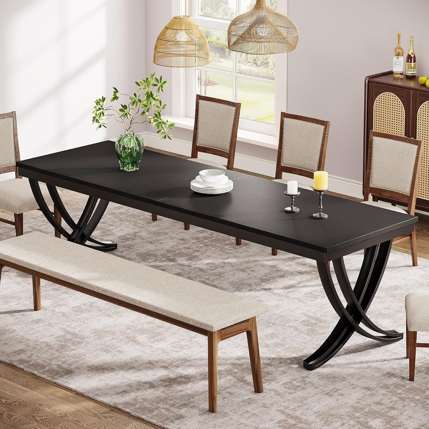 78.74“ Rectangular Dining Table for 6-8, Large Wooden Farmhouse Table - Image 20