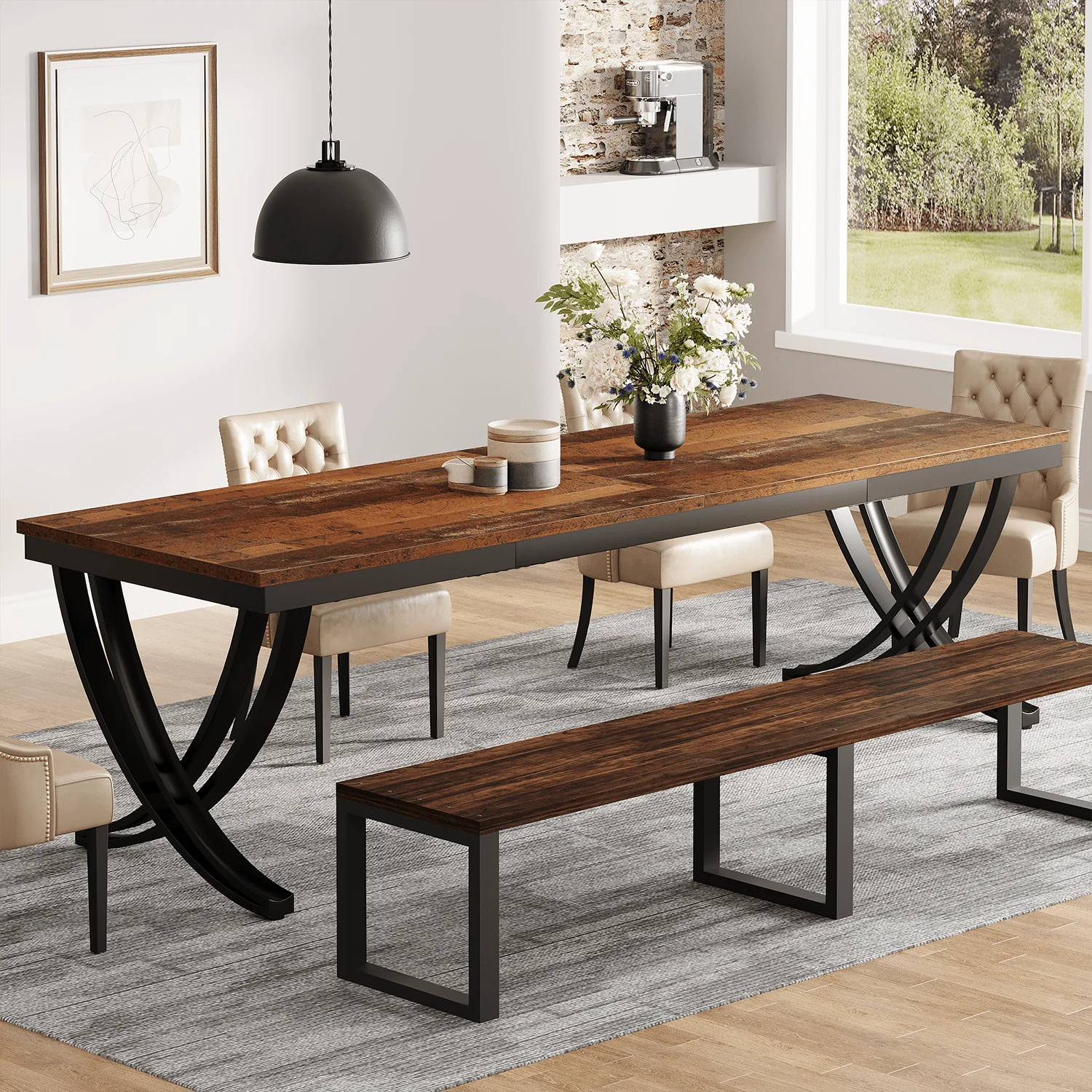 78.74“ Rectangular Dining Table for 6-8, Large Wooden Farmhouse Table - Image 22