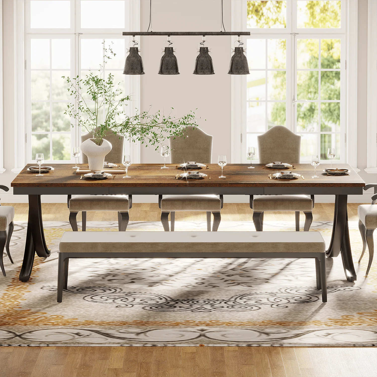 78.74“ Rectangular Dining Table for 6-8, Large Wooden Farmhouse Table - Image 28