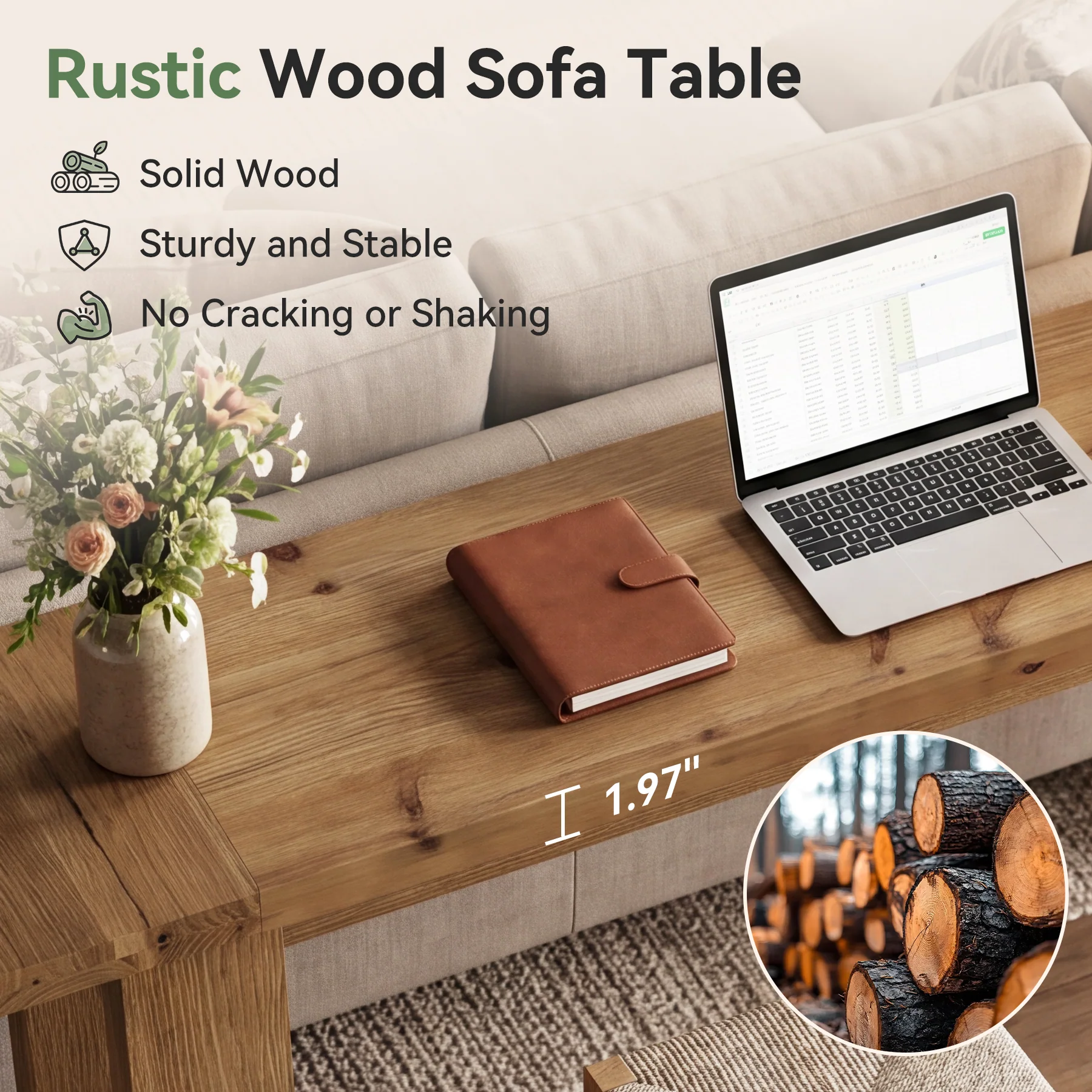 78.74" Solid Wood Console Table, Long Entryway Table with Hollow U-shaped Base - Image 8