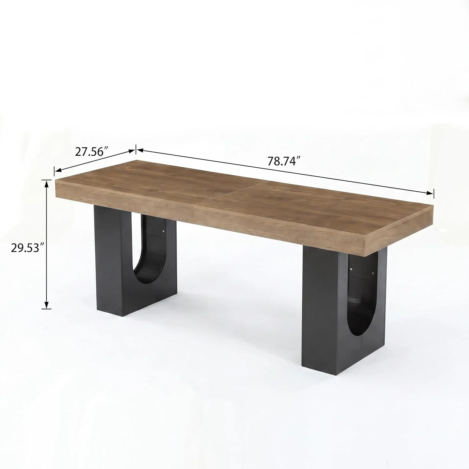 78.7" Rectangular Dining Table, Modern Farmhouse Kitchen Table with Sculptural Pedestal Base for 6-8 People - Image 2