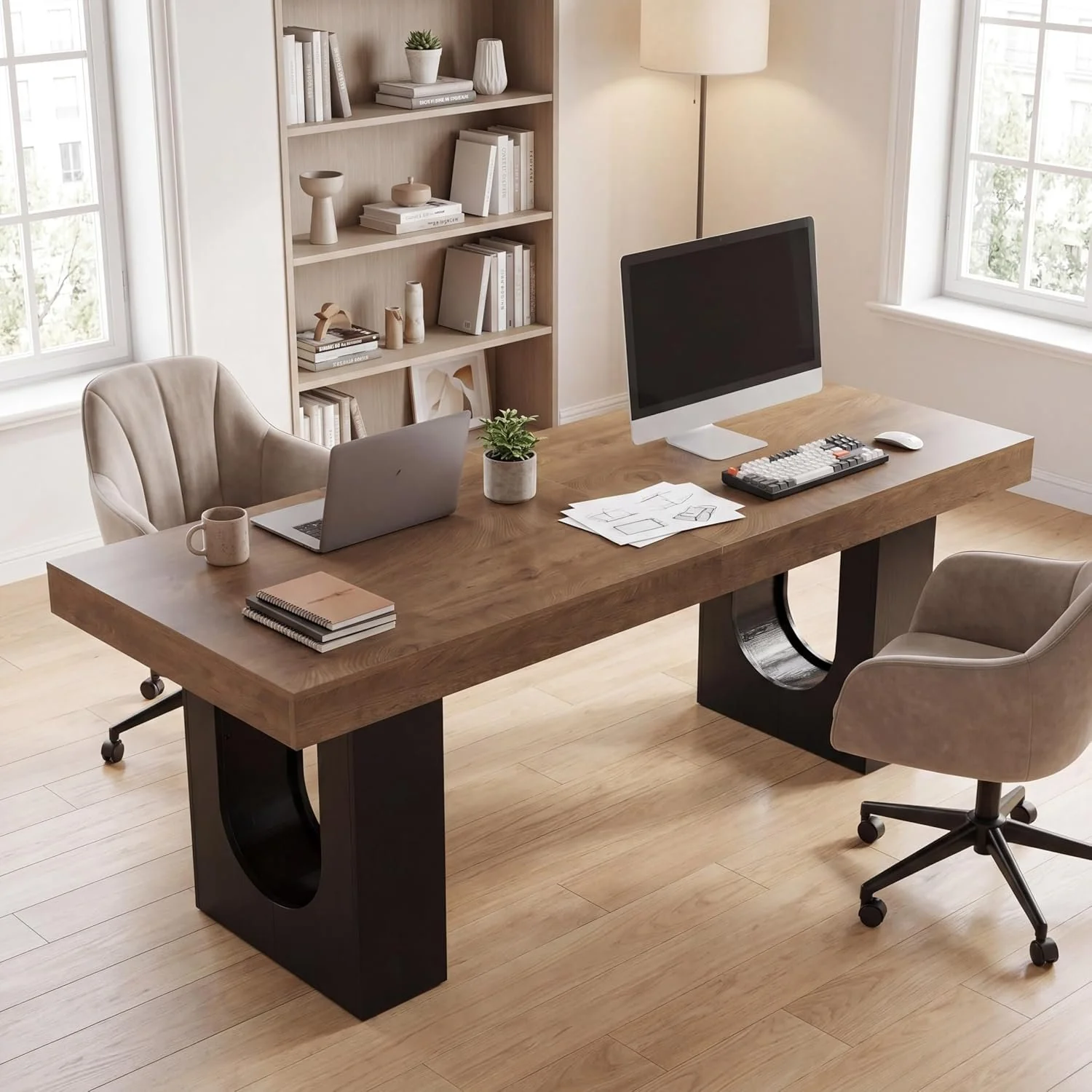 78.7" Extra Long Double Computer Desk, Modern Executive Desks for Home Office - Image 3
