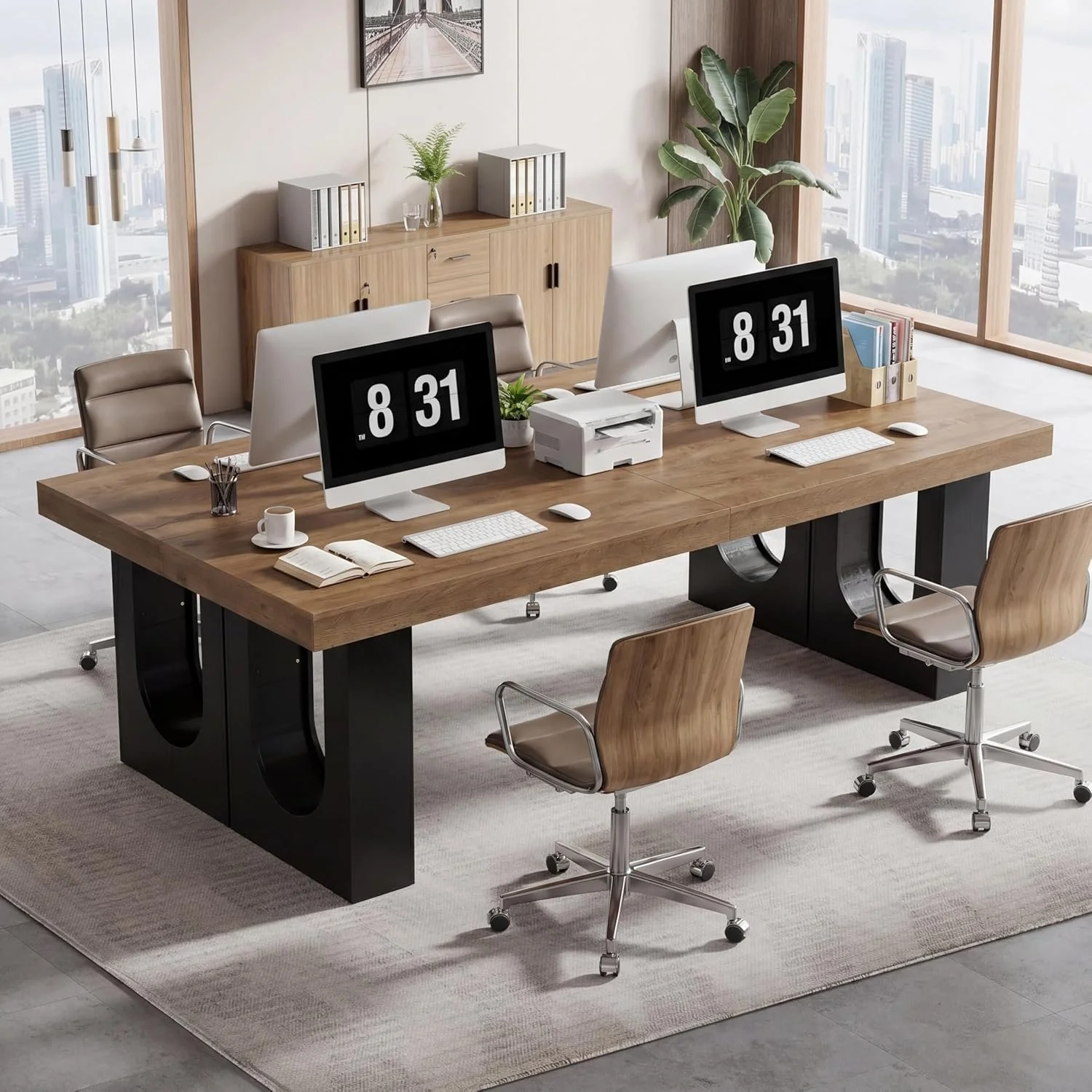 78.7" Extra Long Double Computer Desk, Modern Executive Desks for Home Office - Image 4