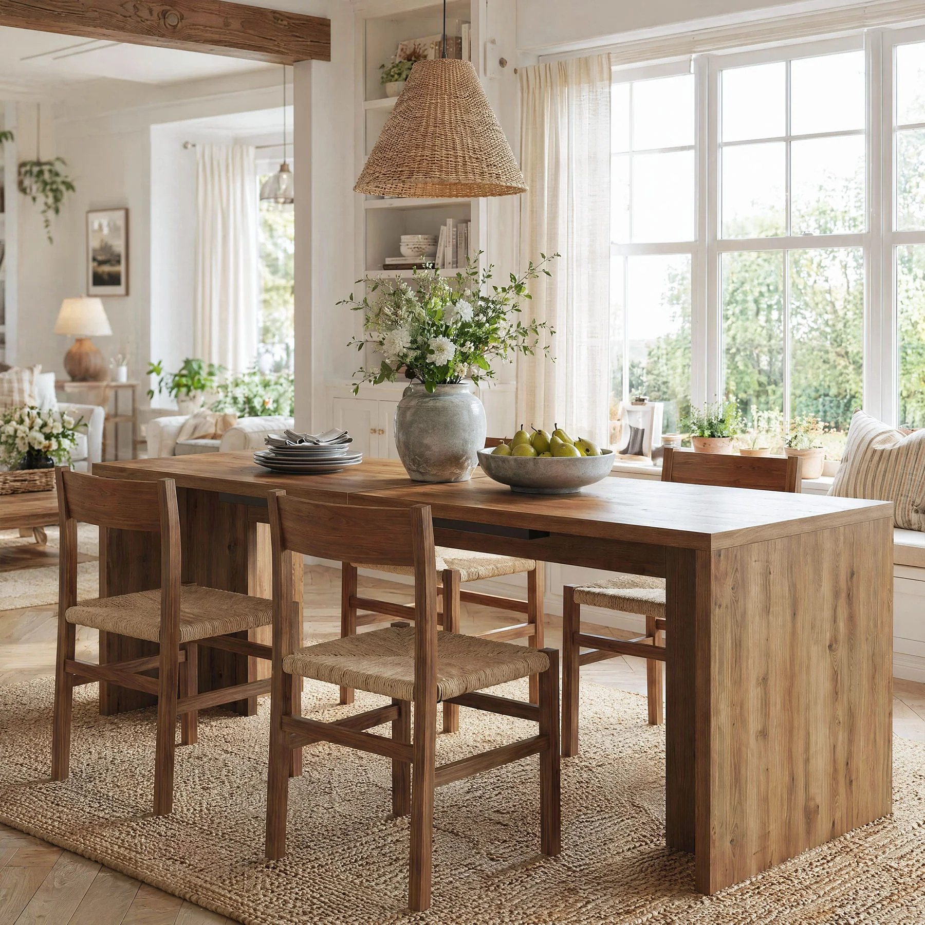 78"Solid Wood Dining Table, Kitchen Table for 6-8 People for Dining Room - Image 3